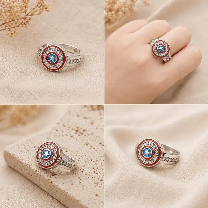 Bold Superhero Inspired Shield Ring | Unisex Statement Jewelry | Great Gift Idea