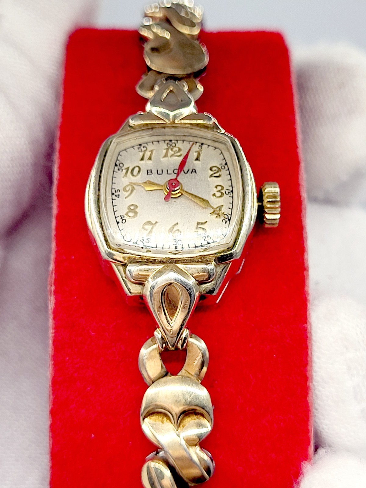 Vintage 1956 Bulova Ladies 16mm Cocktail Watch 10K Gold Filled Swiss Works Great