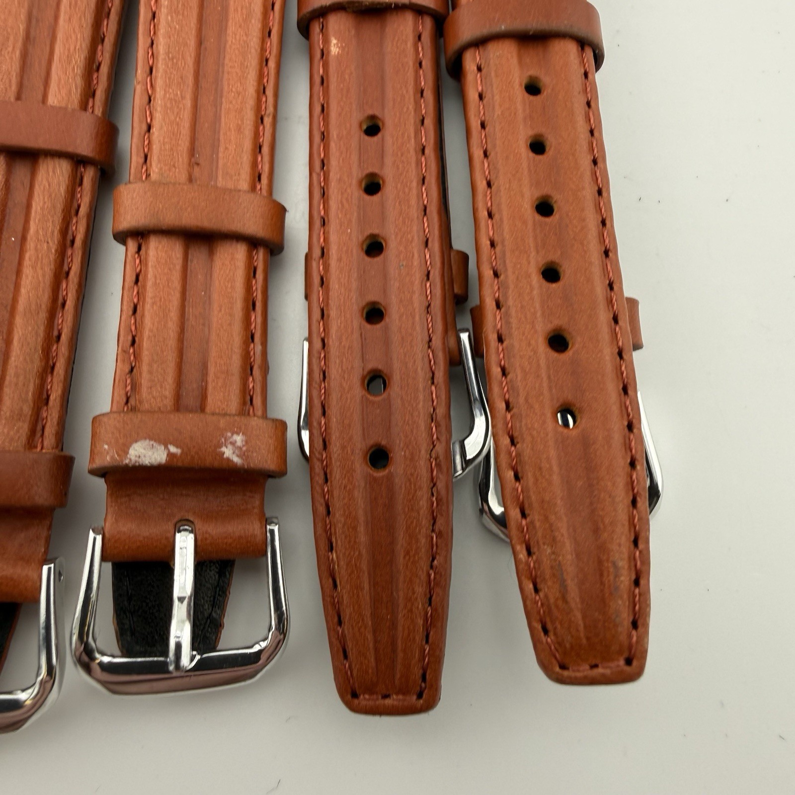 16mm Watch Band Brown Genuine Leather Stitched – lot of 5