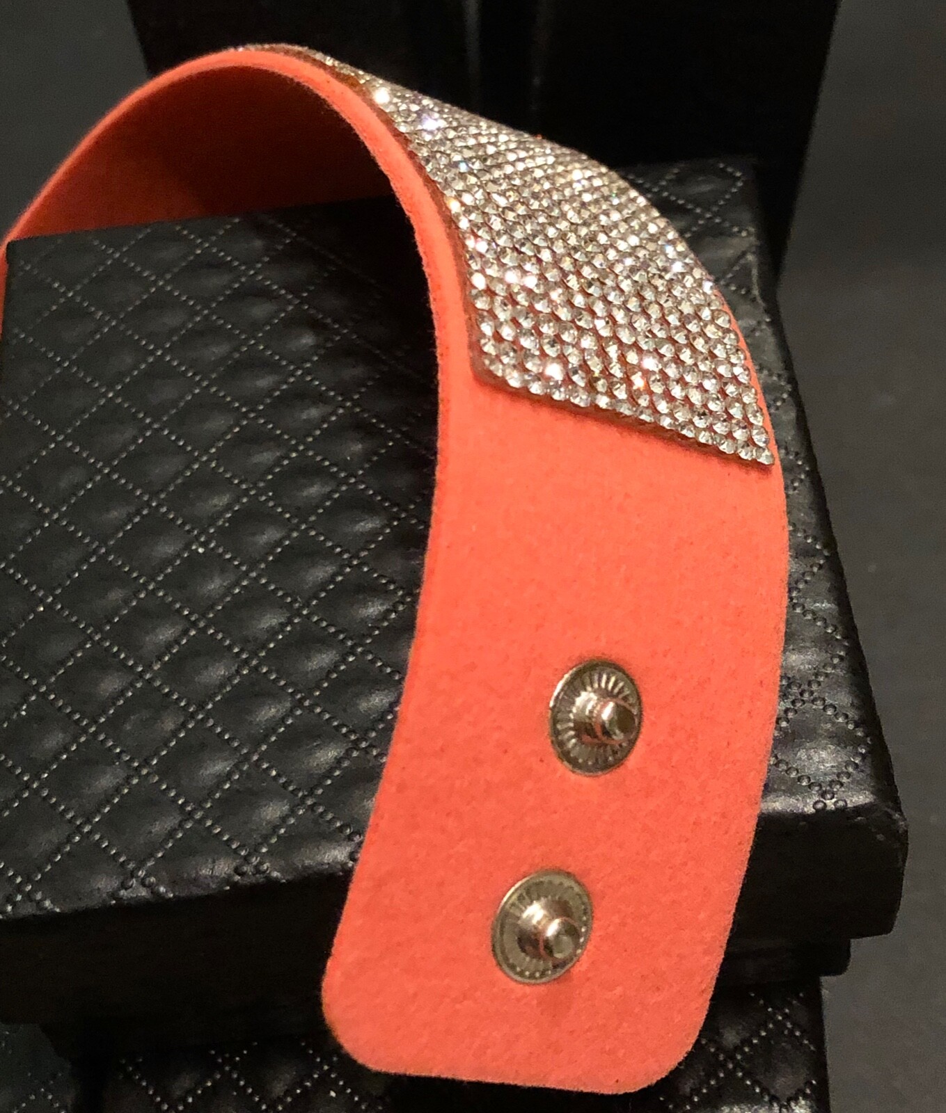 Swarovski Elements Crystal Wrap Bracelet Tan Alcantara Leather Wide Bling Cuff