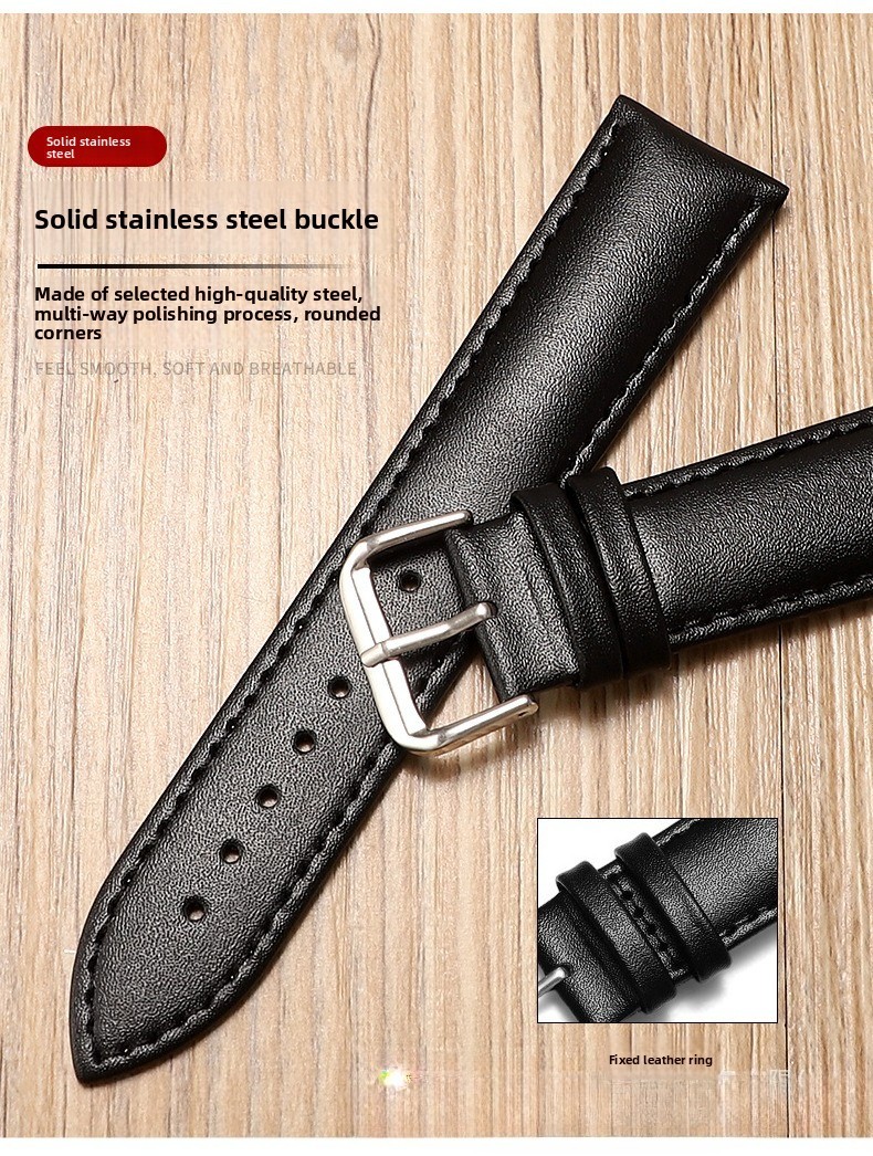 High quality leather watch strap fashion business needle buckle band 12-22mm