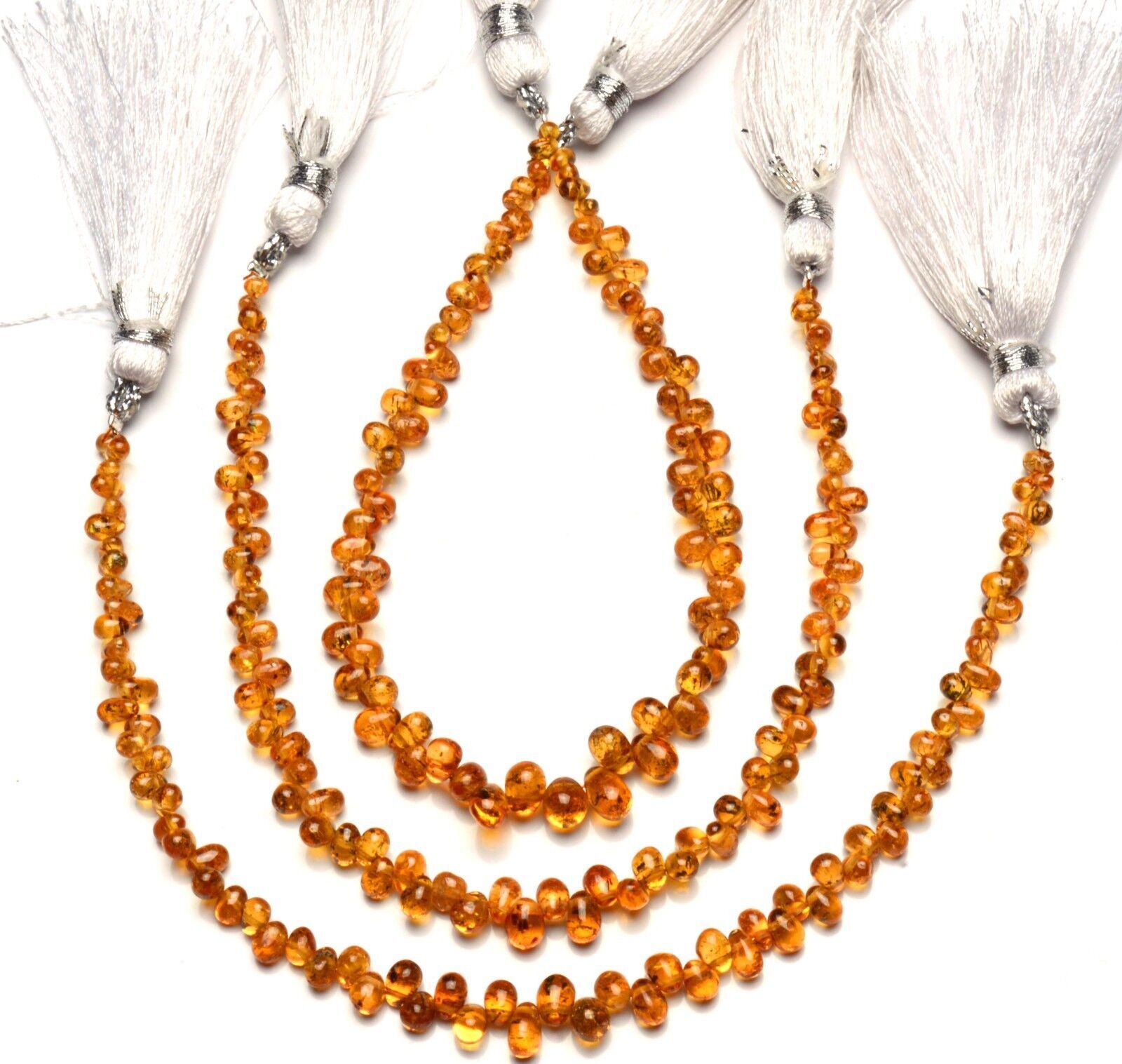 Natural Gem Spessartine Garnet Smooth 5×3 to 6x4MM Teardrop Briolette Beads 7″