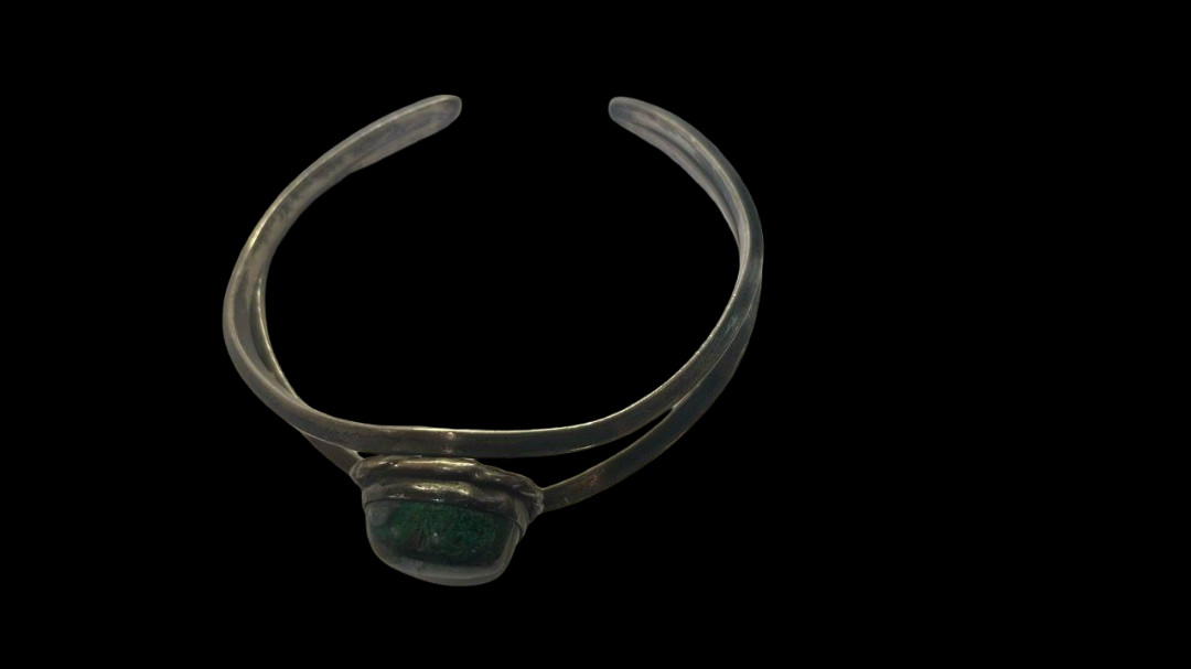 Vintage Artisan 925 Sterling Chrysocolla Split Shank Bracelet southwestern 22.4g