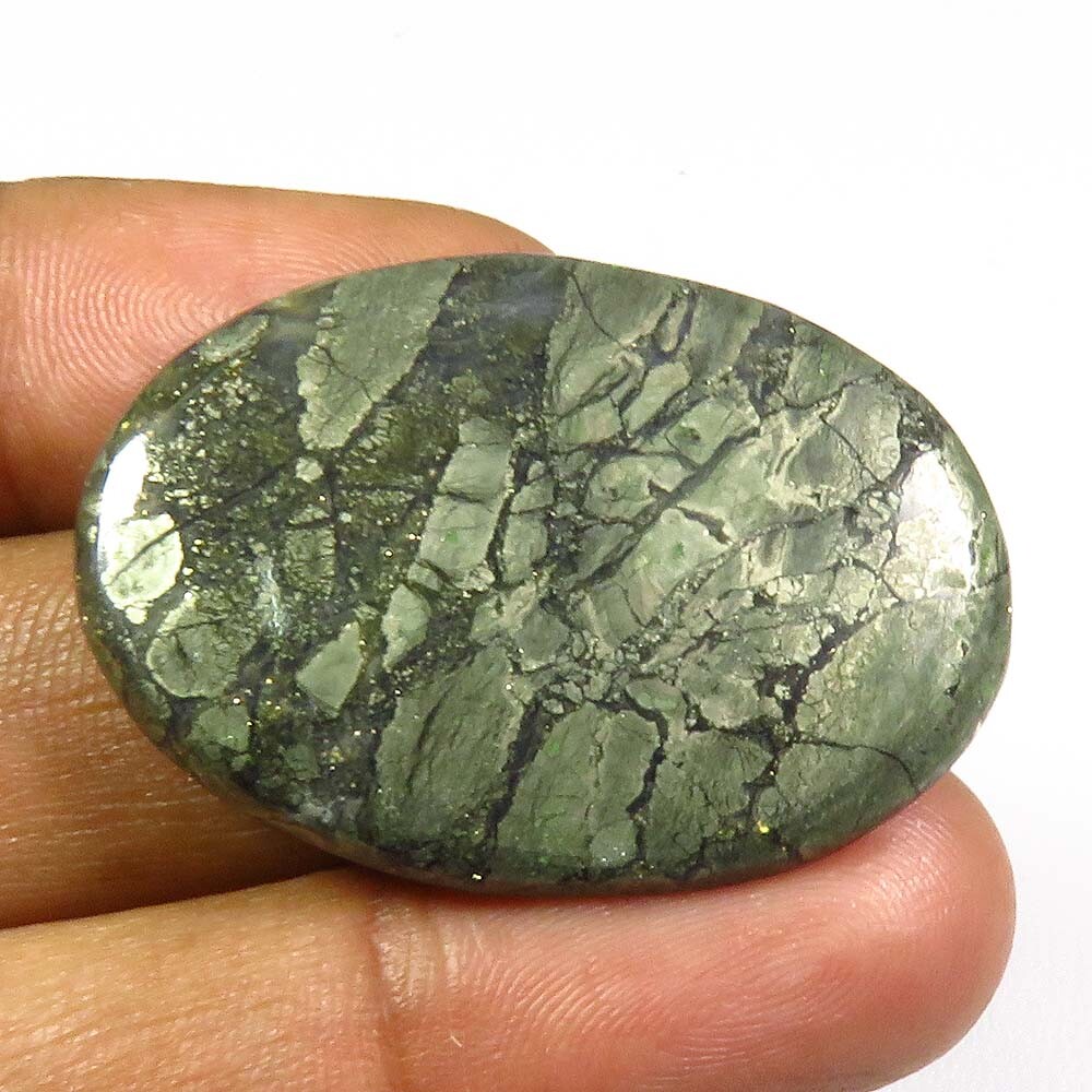 NATURAL MARCASITE CABOCHON OVAL SHAPE 37 Cts. LOOSE GEMSTONE FREE SHIPPING MC-01