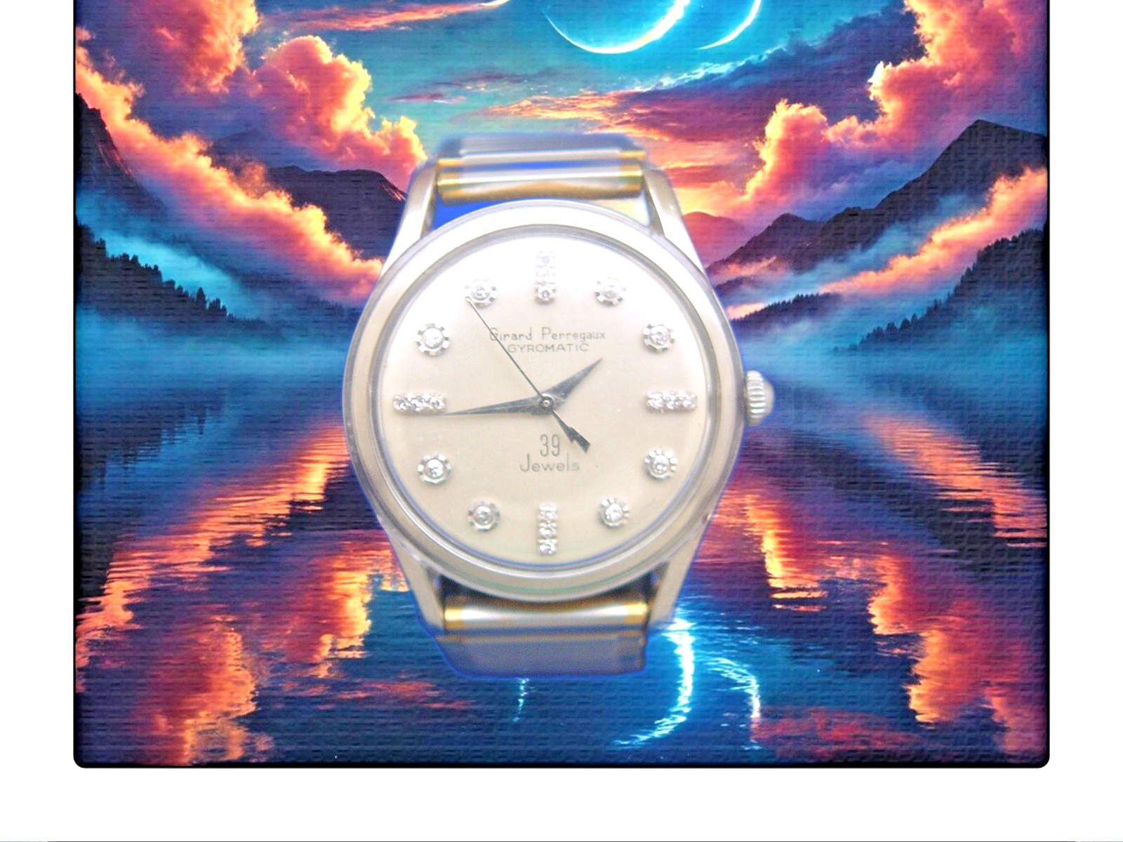 *5ERVICED & WARRANTY* M *GIRARD-PERREGAUX* GYROMATIC 39 JEWELS ALL DIAMONDS DIAL