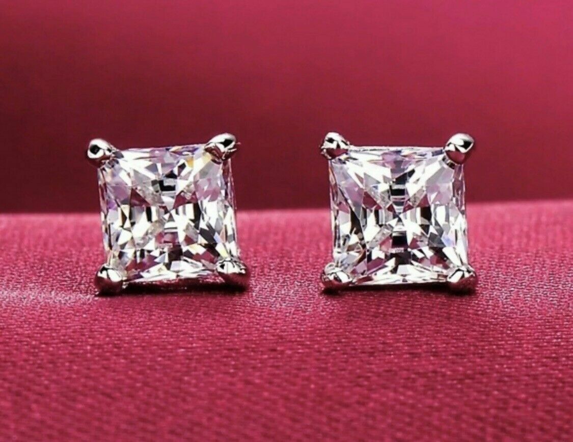 1.69 ct Round Baguette Cubic Zirconia mens Oval Pendant Free Stud 925 Silver