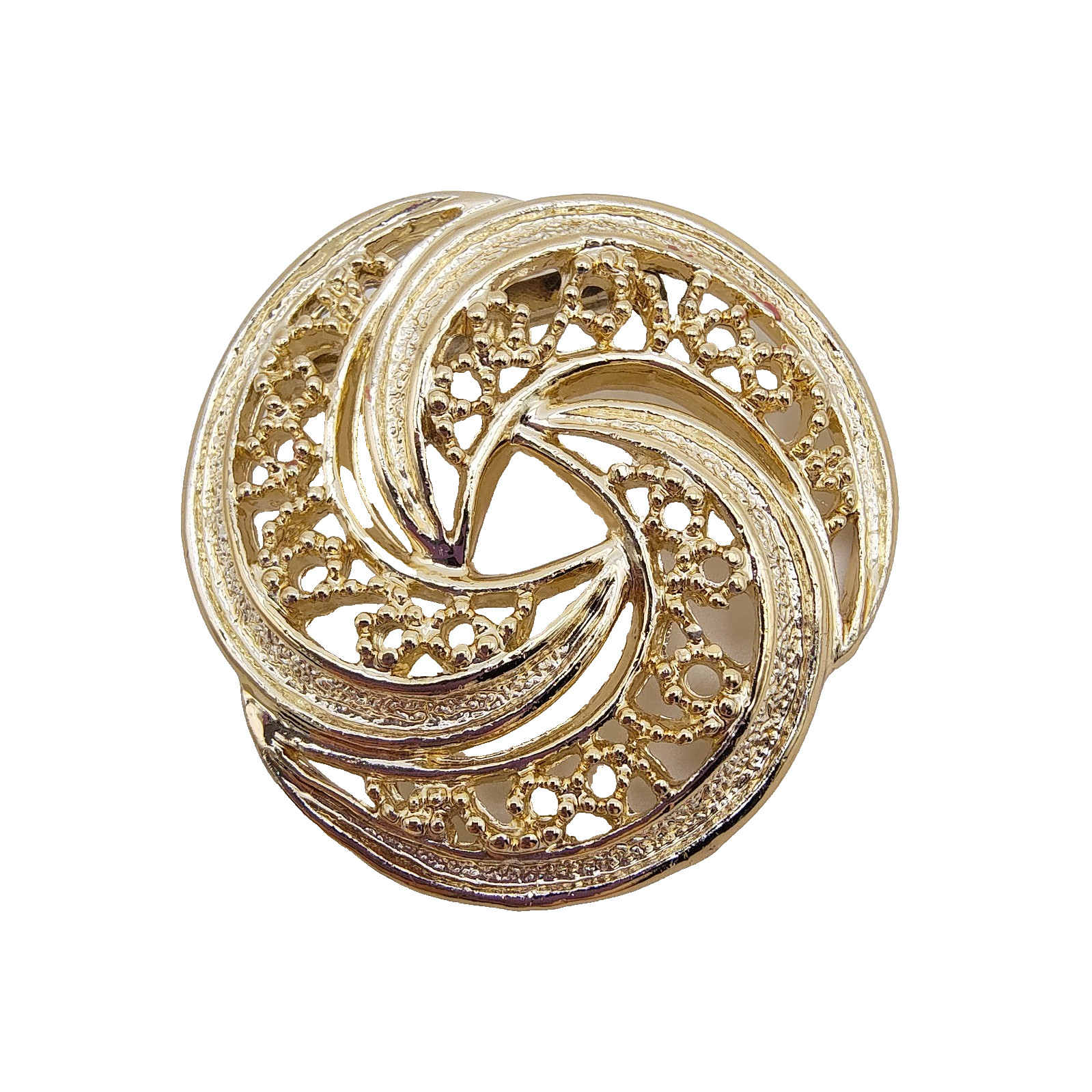 Vintage Gerry’s Openwork Swirl Brooch Gold Tone Modernist Sculptural Mob Wife