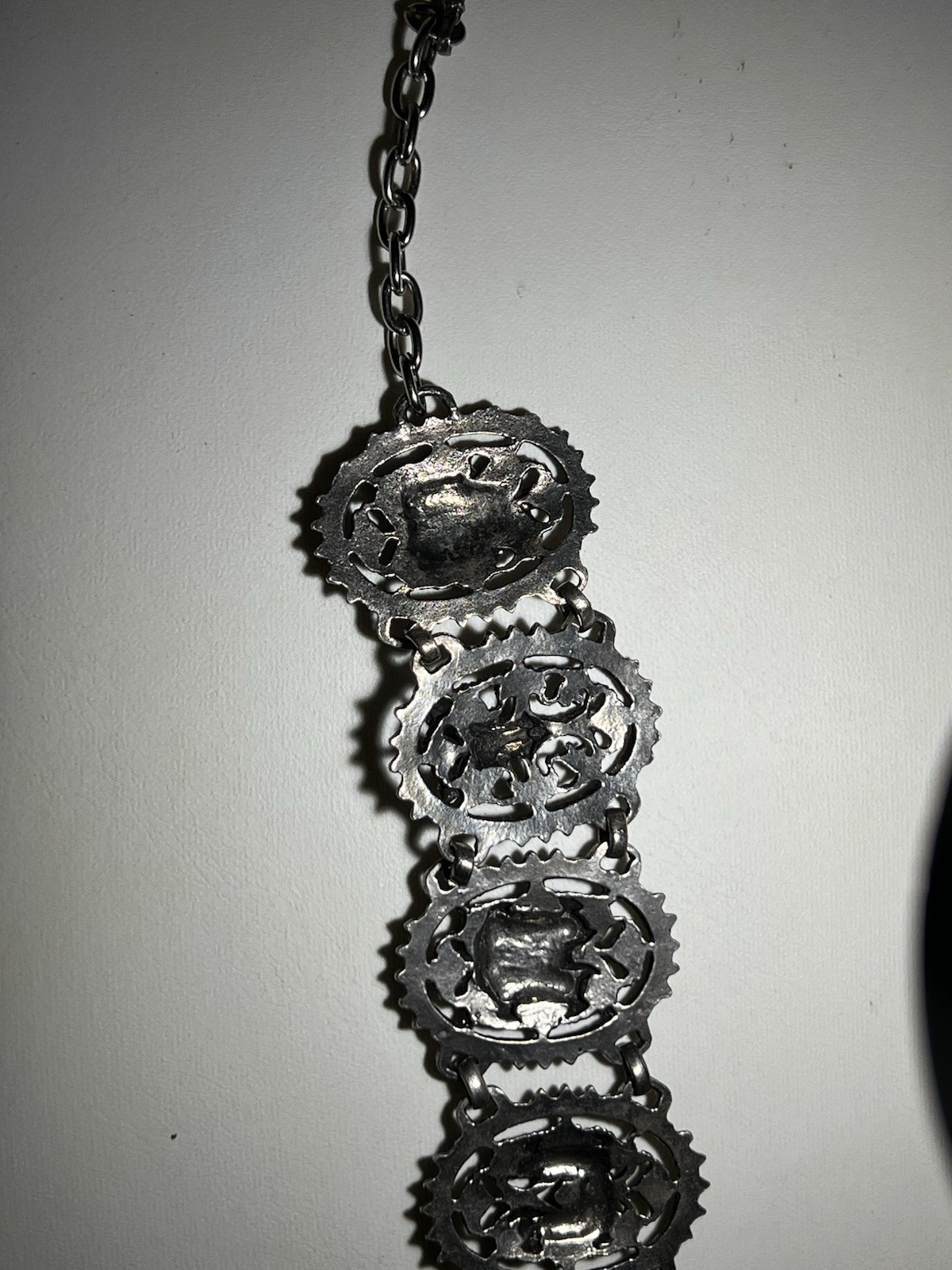 Vintage Paris Eiffel Tower Black Gray Metal Panel Bracelet