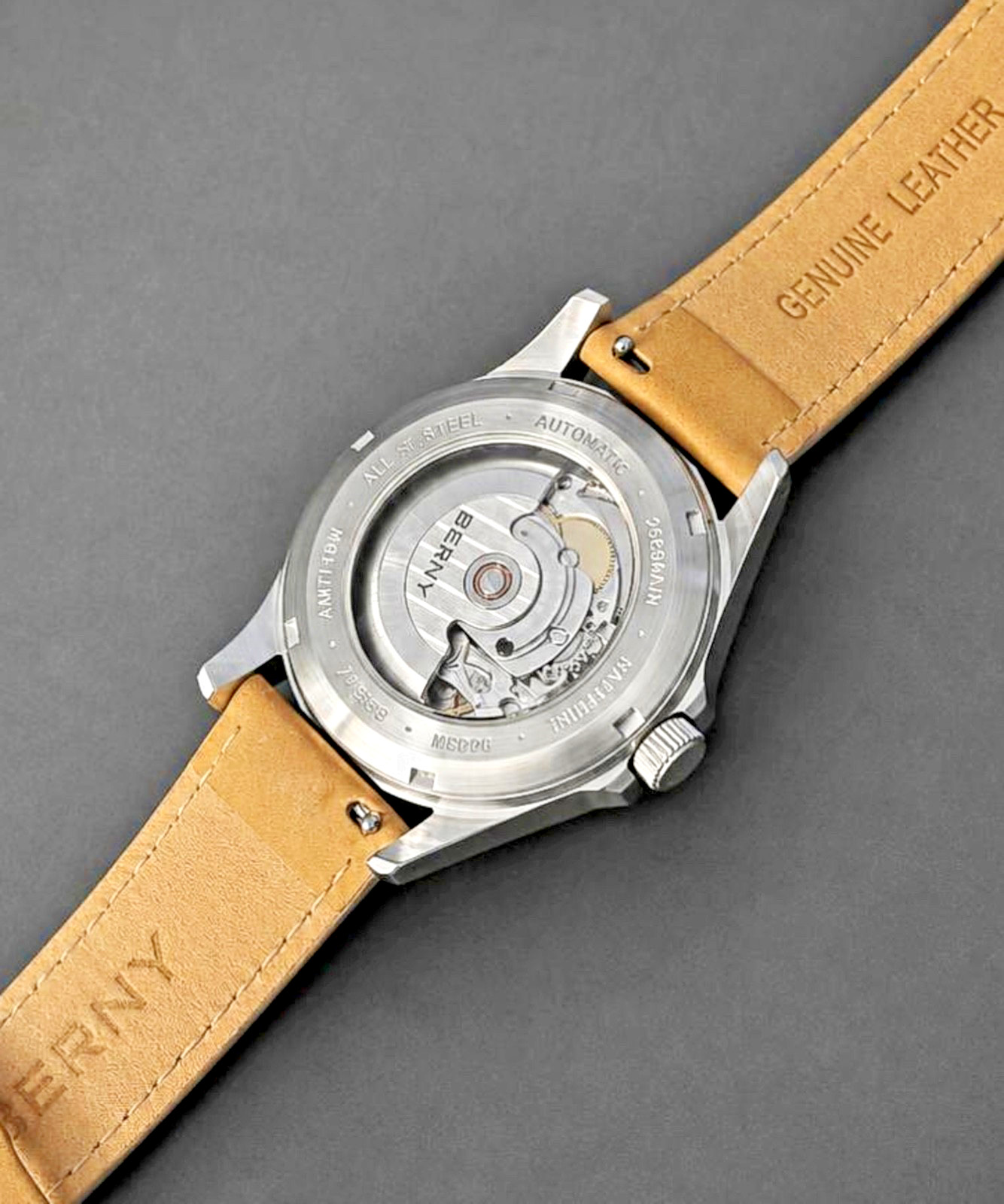 NIB BERNY High Beat 28 J Automatic Crystal Exhibition Back Full Set 🛩️Free Ship