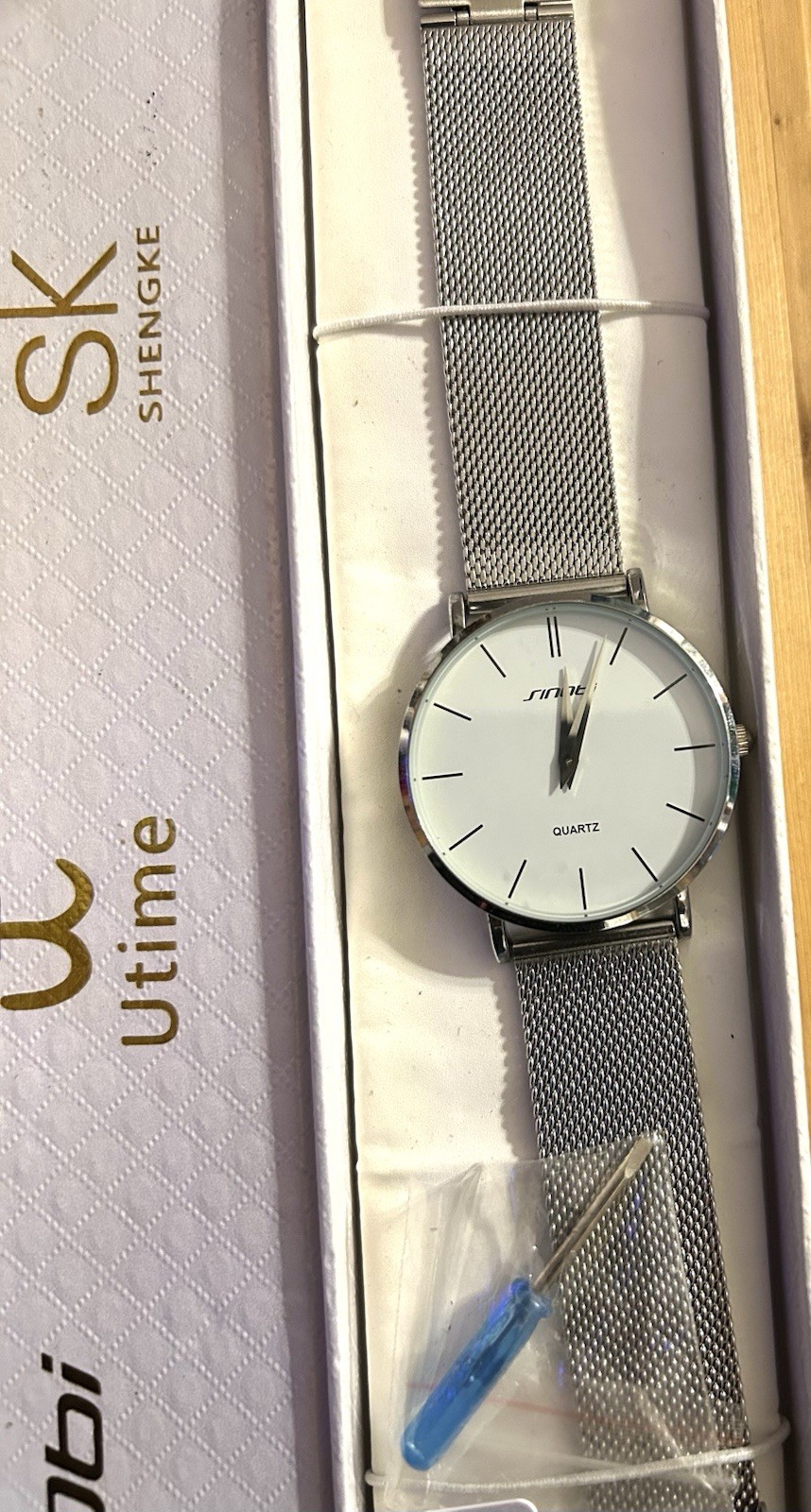 Shengke Sinobi Utime Watch With Silver Mesh Band New In Box B#1