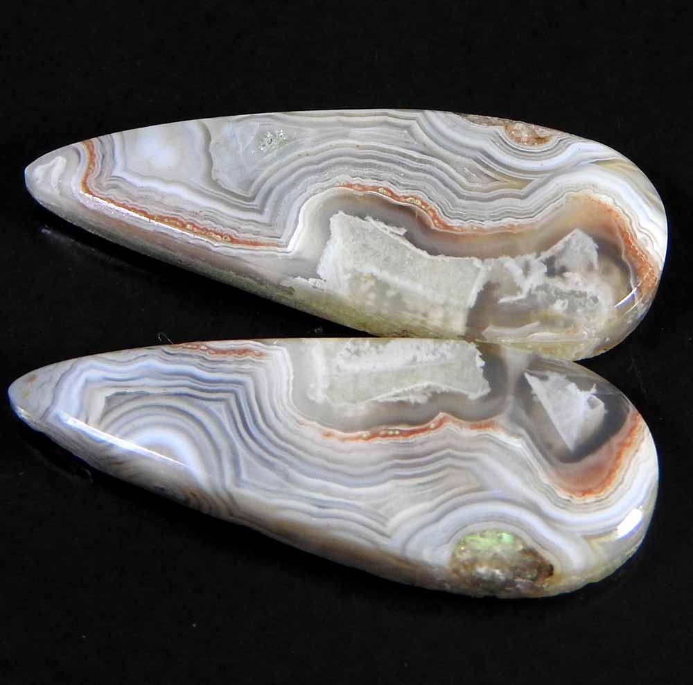 16.60Cts100%Natural Crazt Lace Aaate Pear Pair Cabochon Gemstones