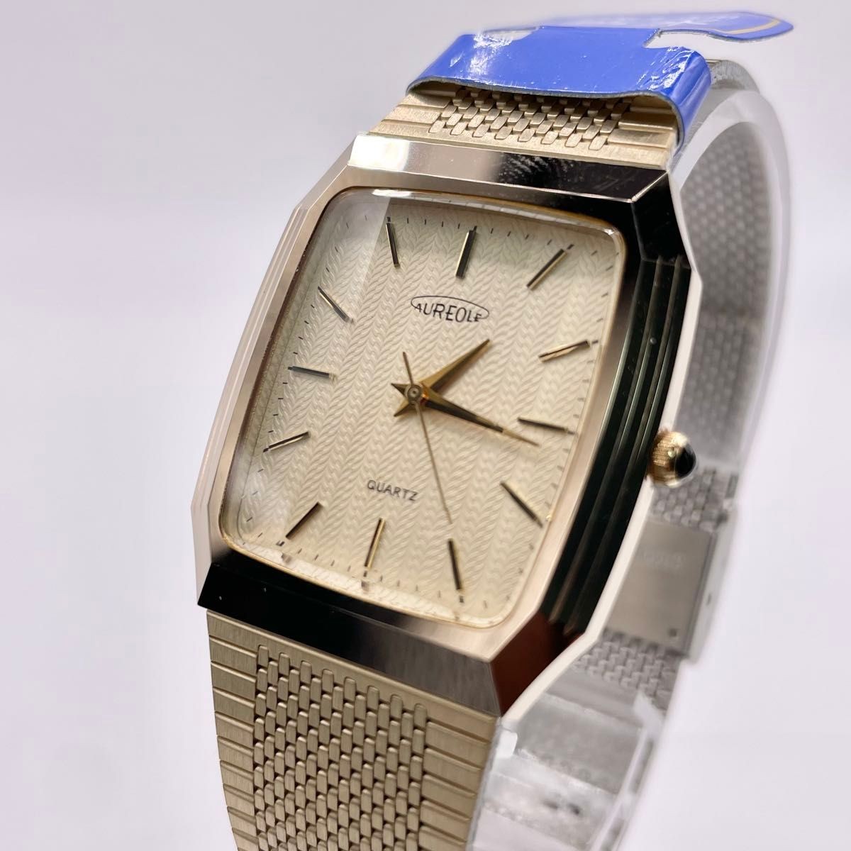 Brand new AUREOLE Quartz Watch Gold Square Cut Glass Men’s