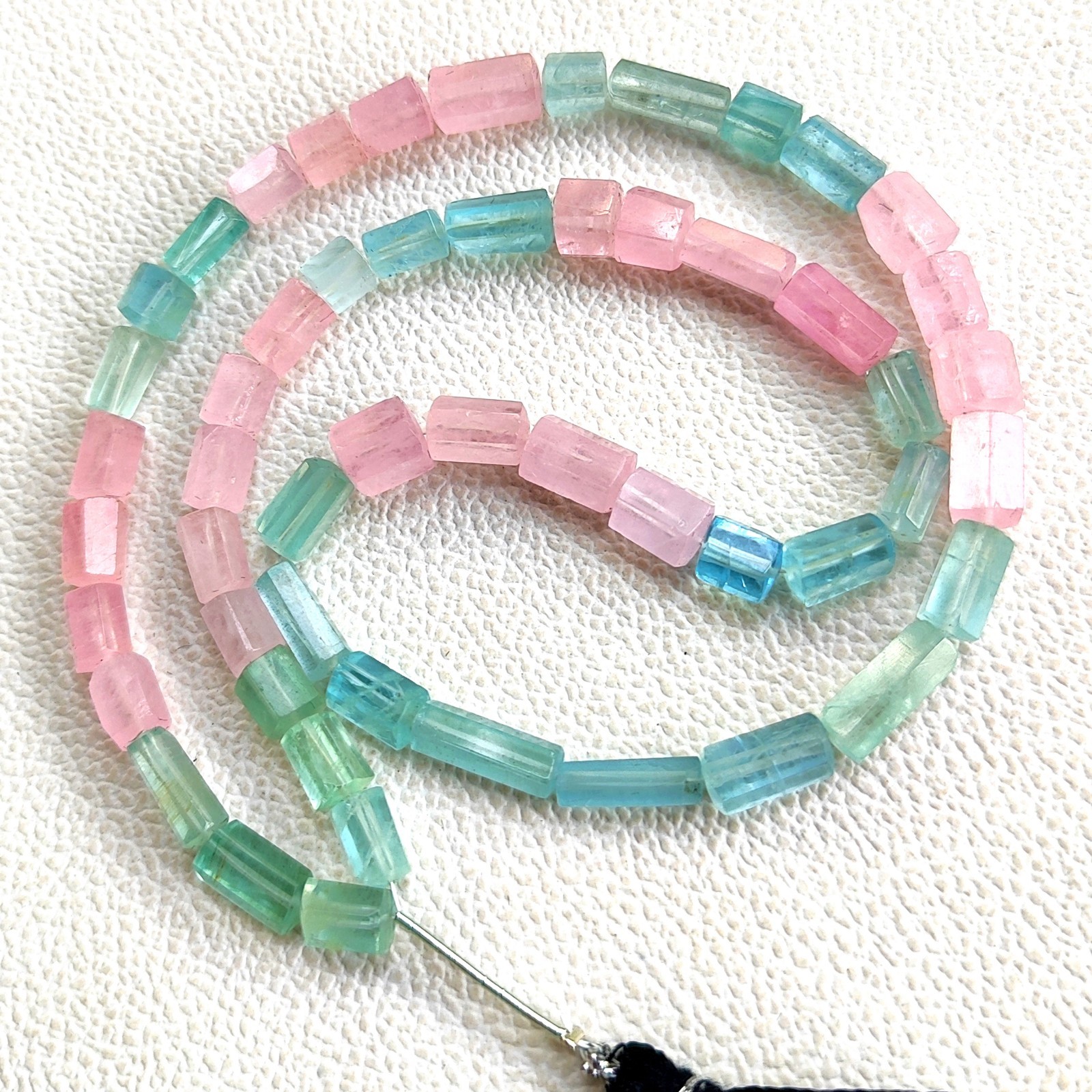 Brazil Natural Multi Beryl Smooth Tube Shape Beads 19″ Strand 9-13mm Gemstone