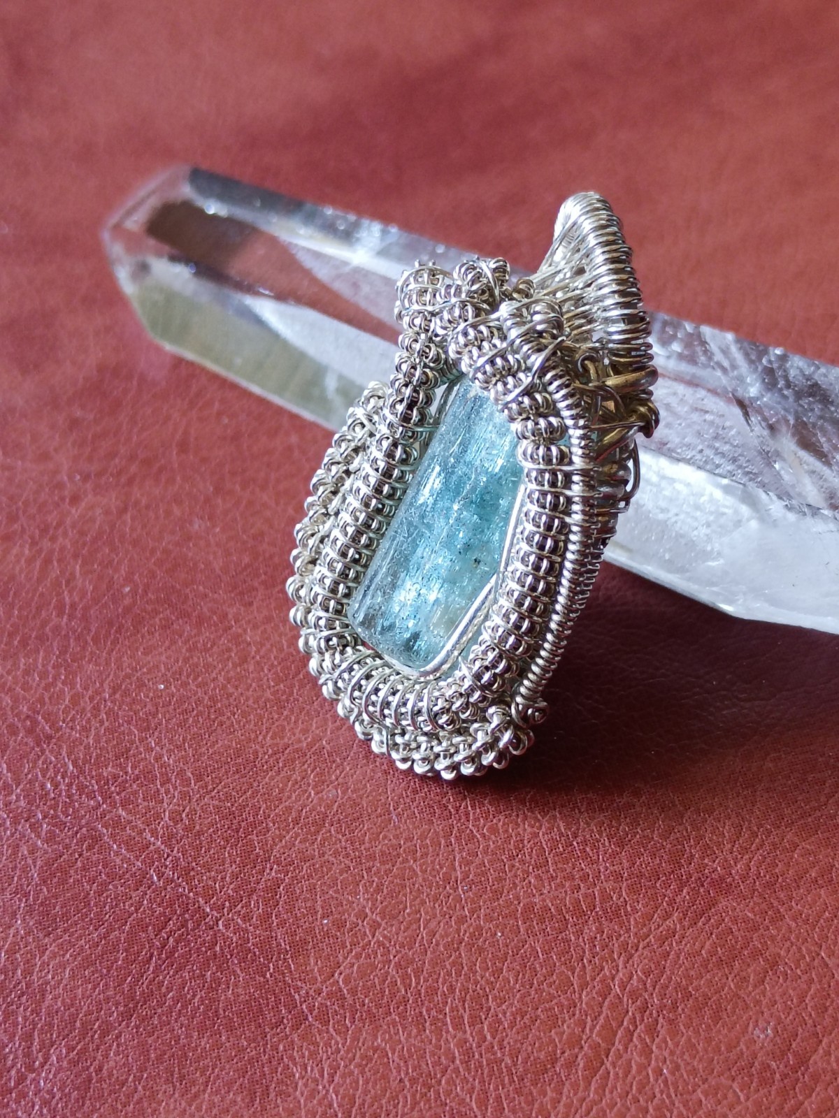 Nigerian Emerald Handcrafted Wire Wrapped Pendant Sterling Silver Natural