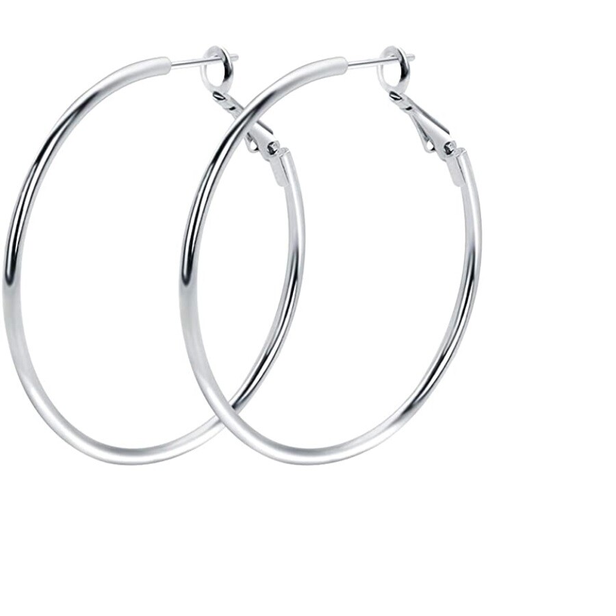 Genuine 925 Sterling Silver Light-Weight 4″ eXtra-Large Thin Tube Hoop Earrings