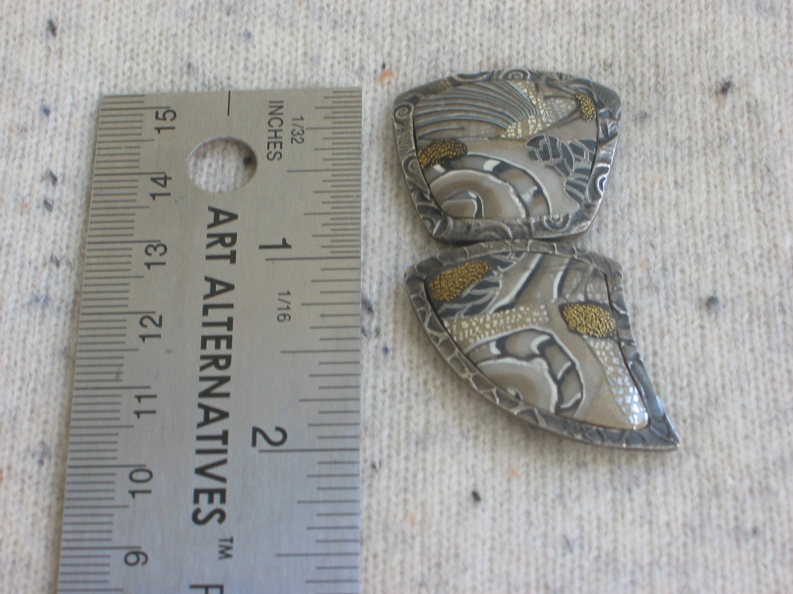 BROOCH PIN & PENDANT 2-IN-1 CONTEMPORARY ABSTRACT SIGNED MIXED MEDIA LAPEL PIECE