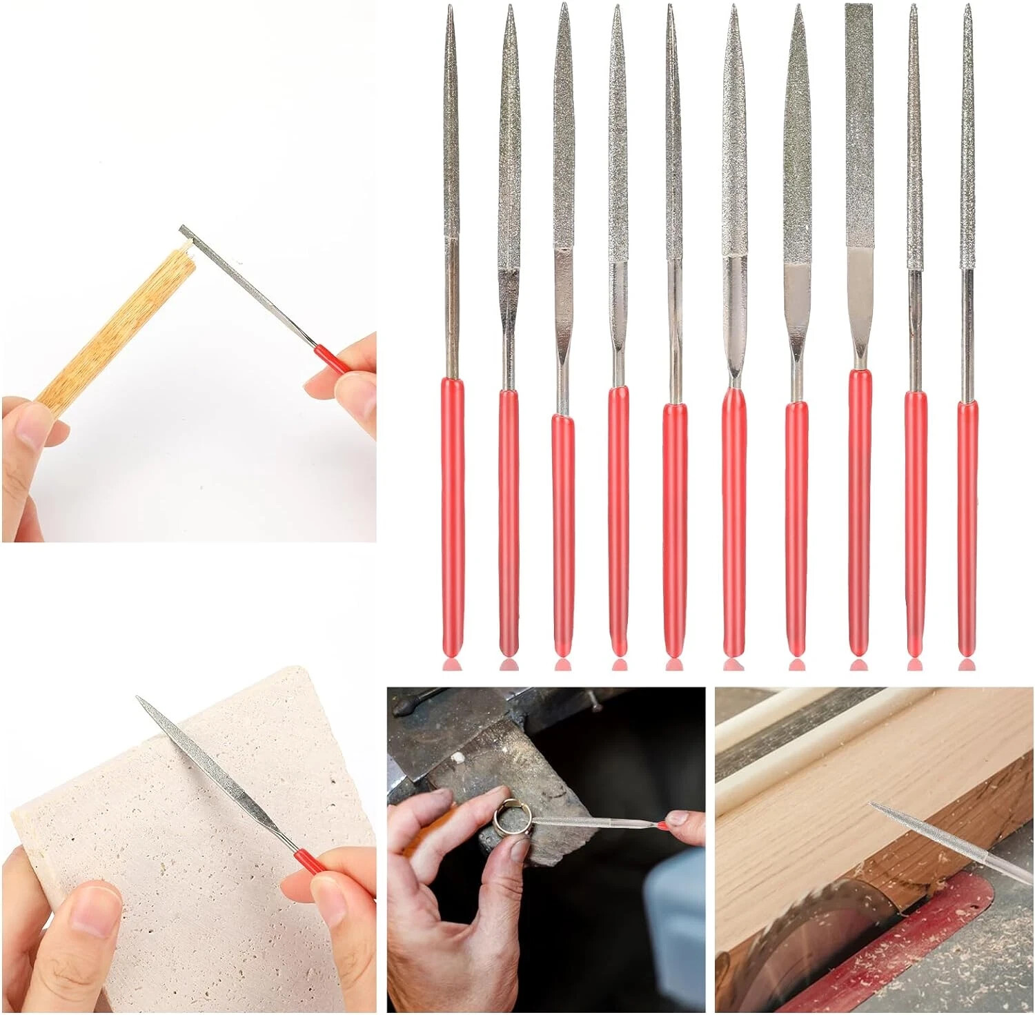 10 Piece Titanium Plated Diamond Needle Files – Gold & Silver Jewelry Tool Set
