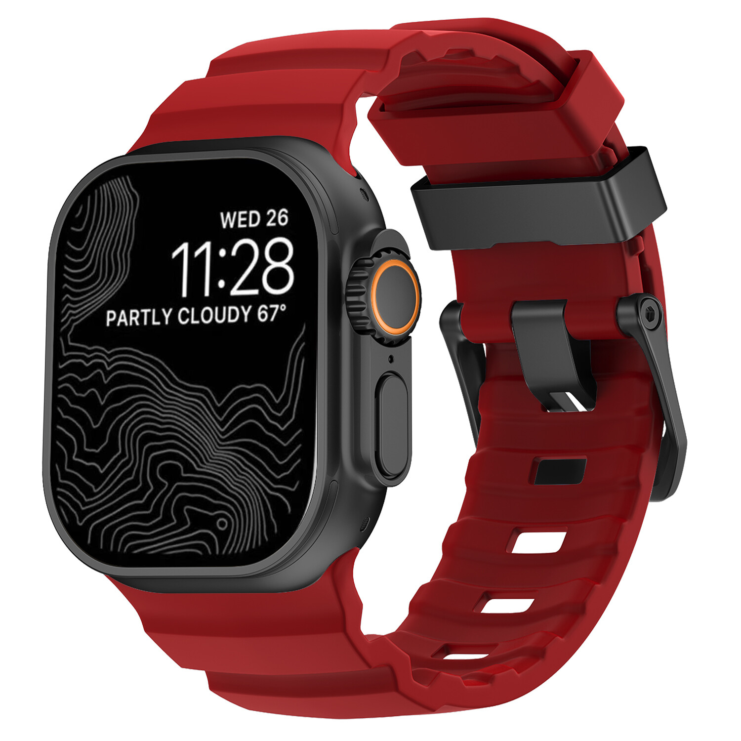 Durable Silicone Watch Band with Metal Clasp For iWatch Series Ultra 10 9 8 7 6