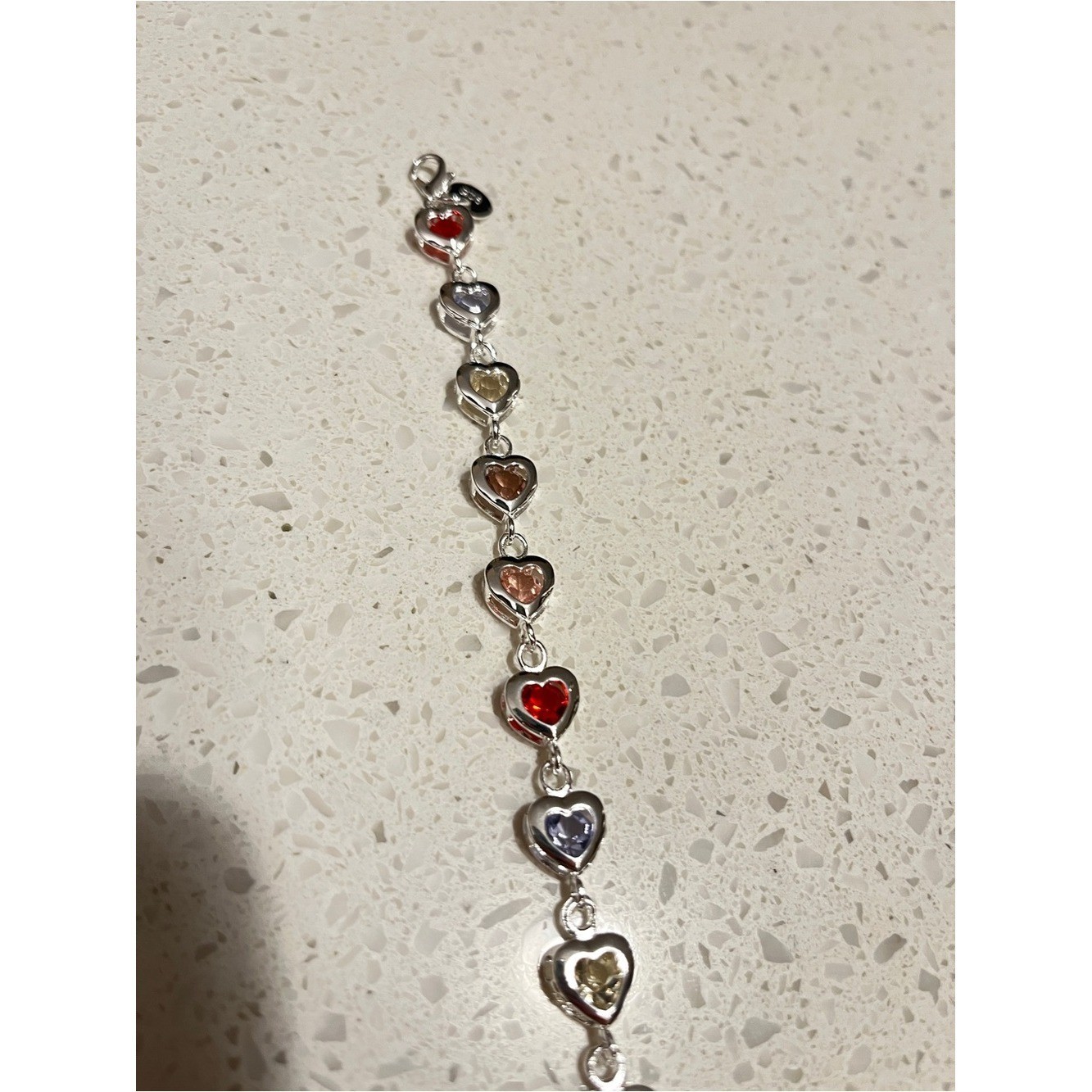 925 Sterling Silver Plated Elegant heart Charm Bracelets with Crystal Stones