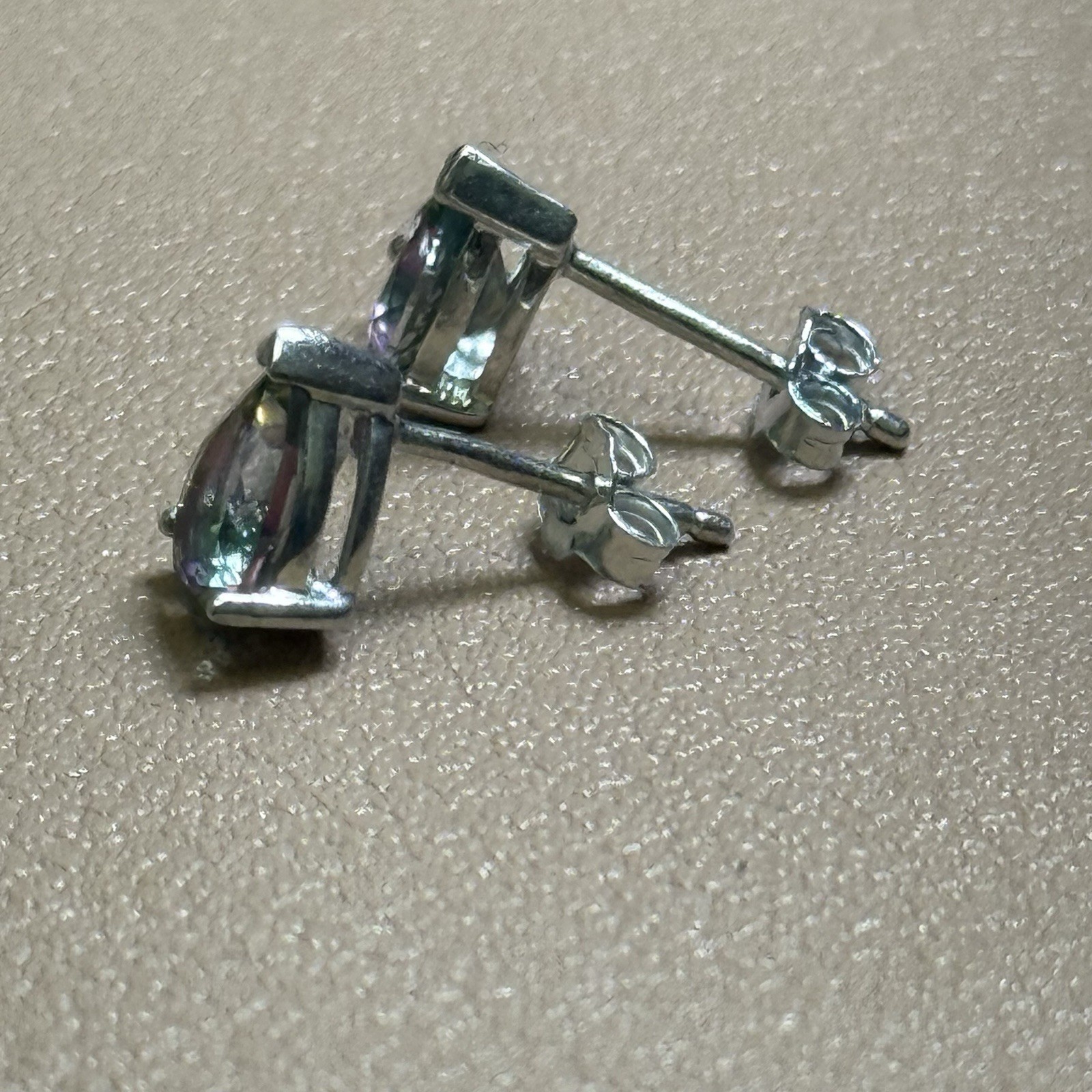 Mystic Rainbow Topaz Stud Earrings in Solid Sterling Silver 5.7mm