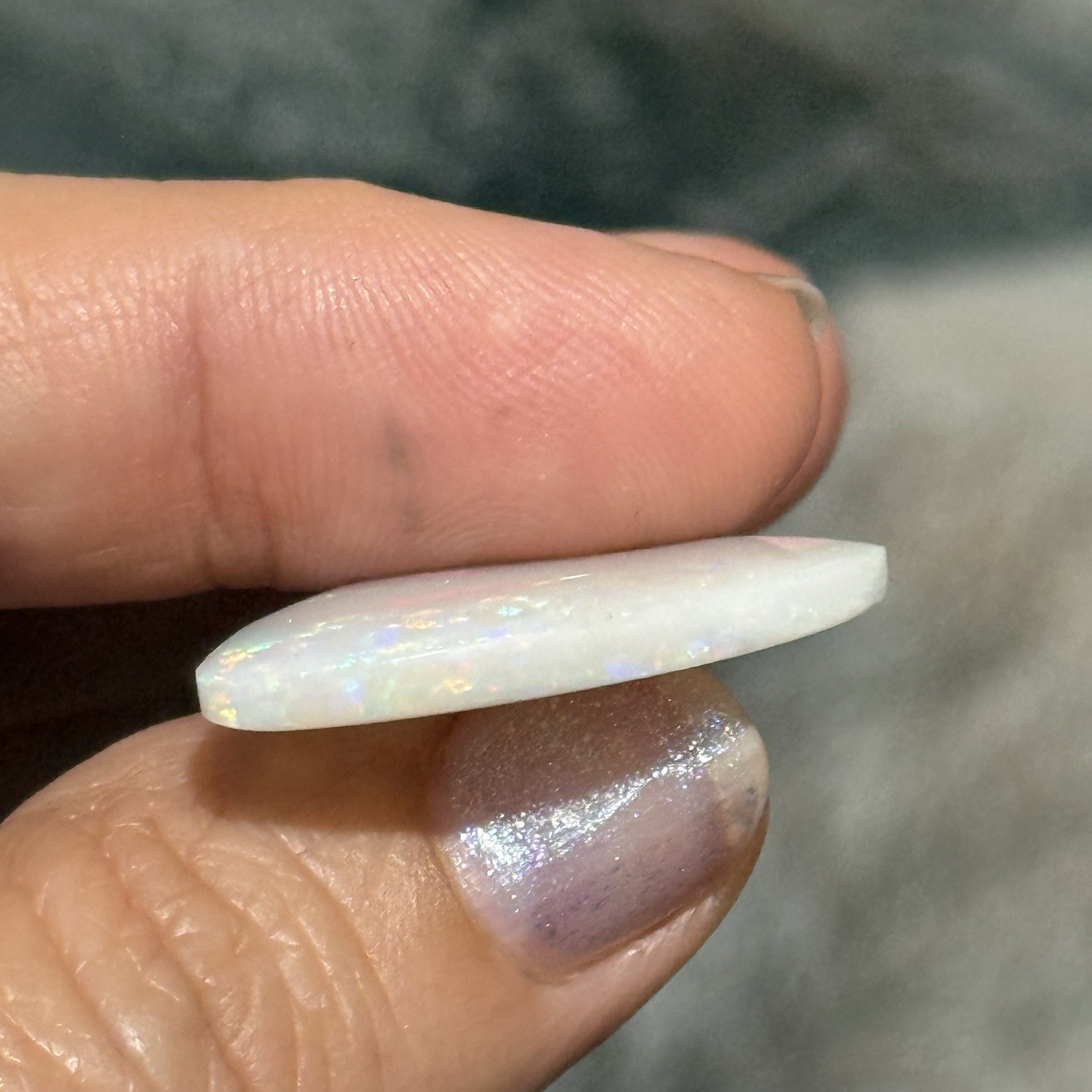 12.10ct 28c19x3.7mm Colorful White Australian Crystal Pipe Opal Cabochon Gem