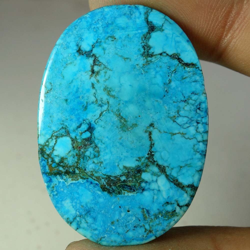 Natural Tibet Turquoise Oval Cabochon Gemstone 74.95Cts 30x 41x 06mm