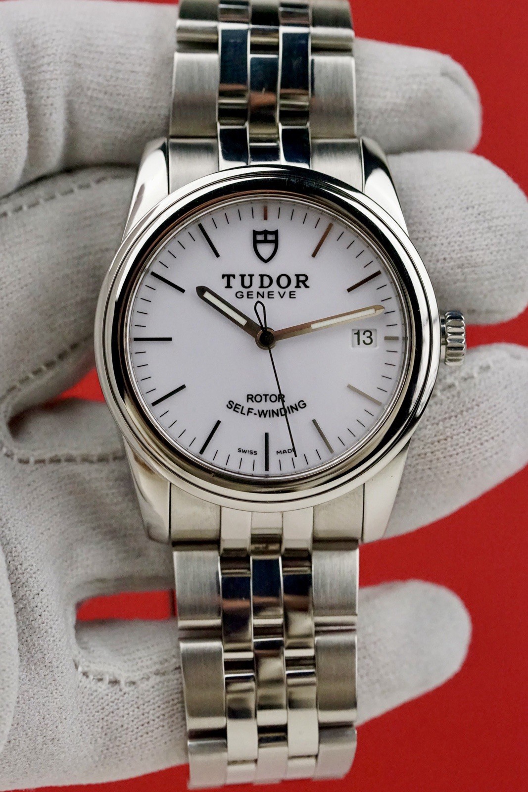 TUDOR Glamour Date 36mm #55000 White Dial Clean!!