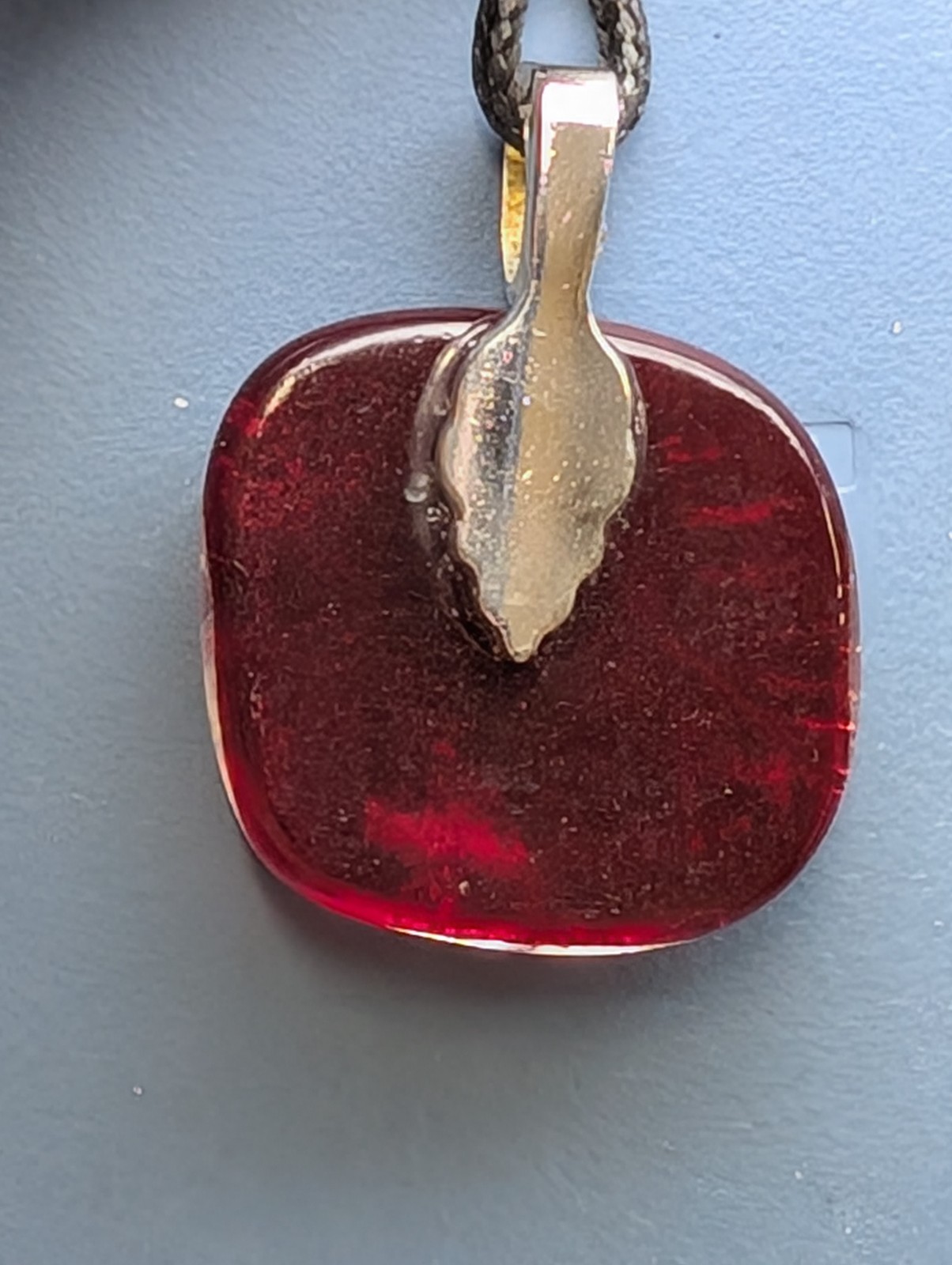 Red Gold Purple Multicolor Fused Dichroic Glass necklace Silver bail #501