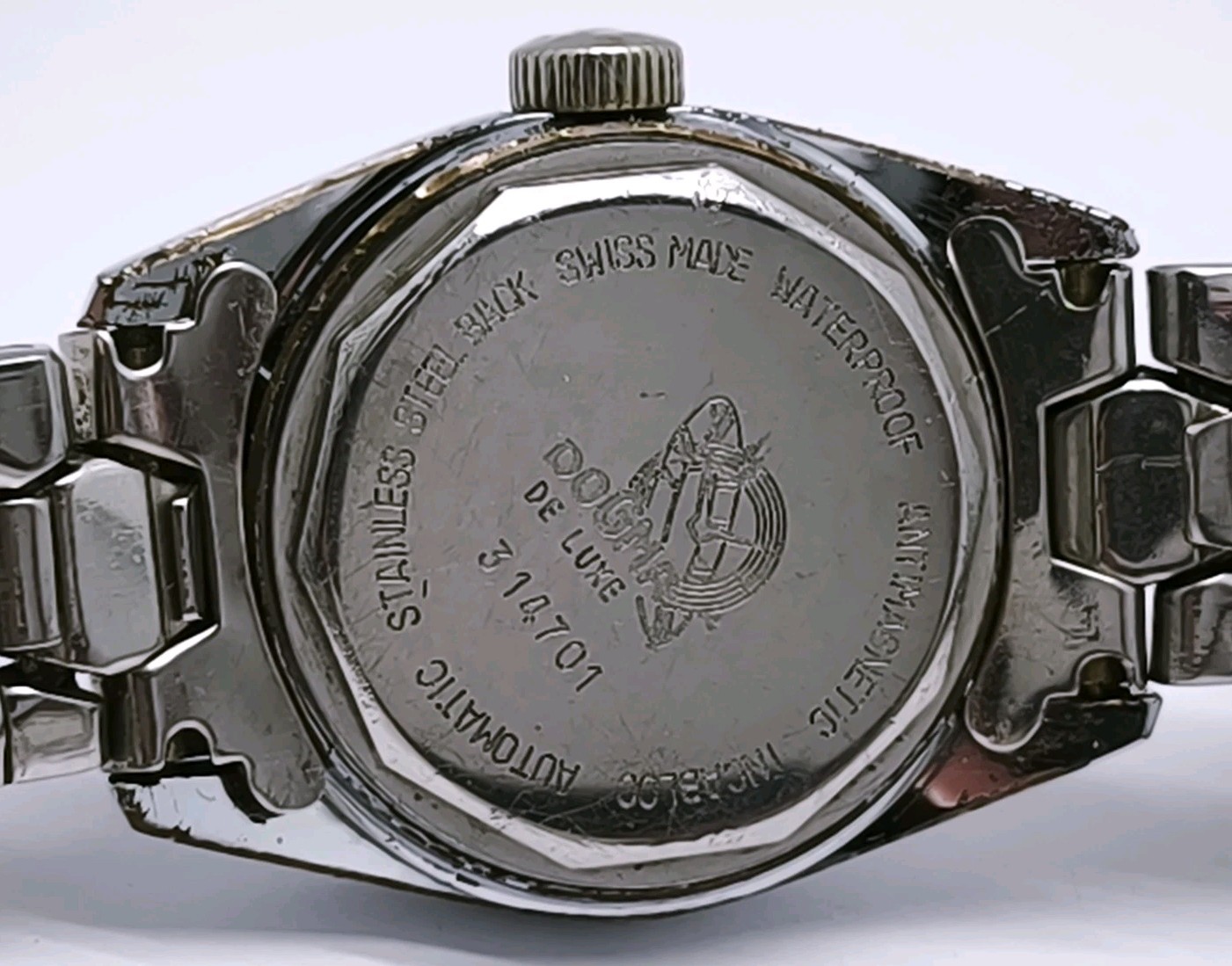 Vtg 1970s Dogma Deluxe Automatic Steel Bracelet 22mm Ladies Watch Cal ETA 2551
