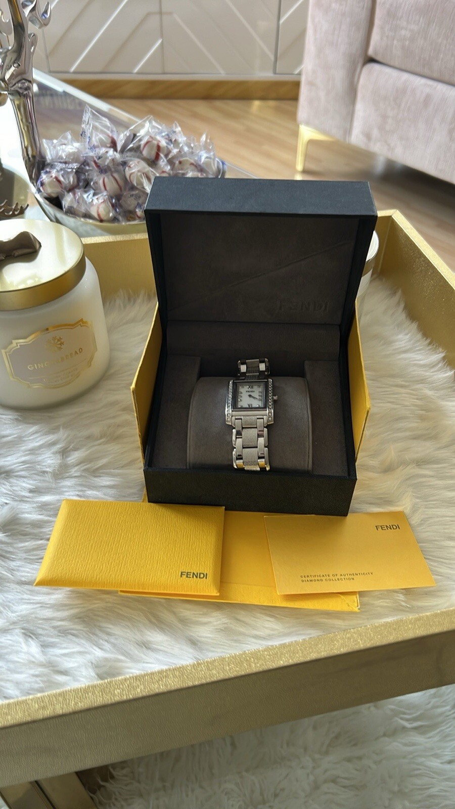 Fendi flip mop ladies watch, stainless steel with diamonds