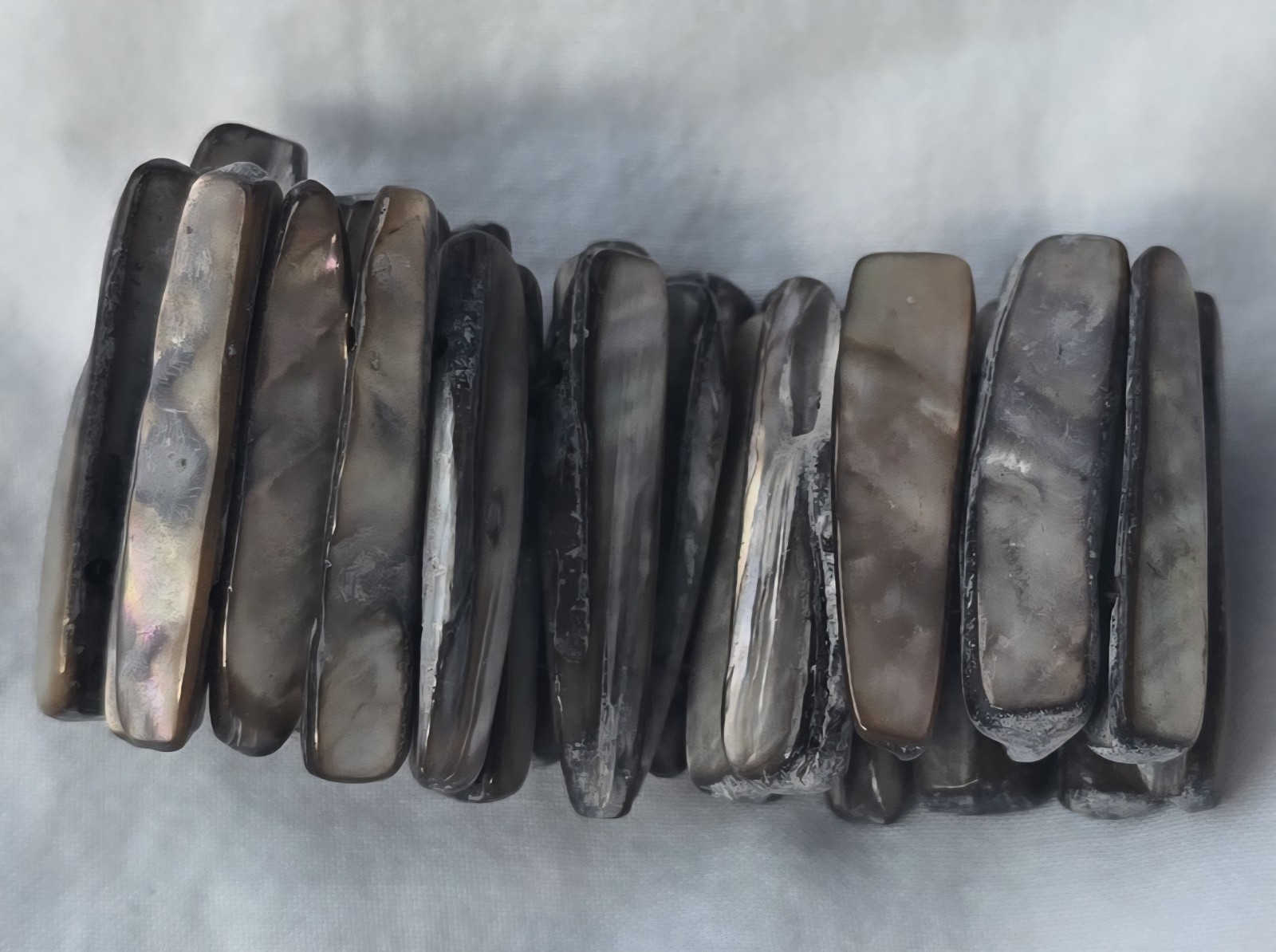 Abalone Shell Stretch To Fit Wide Elastic Sea Shell Cuff Mother Of Pearl Bangle