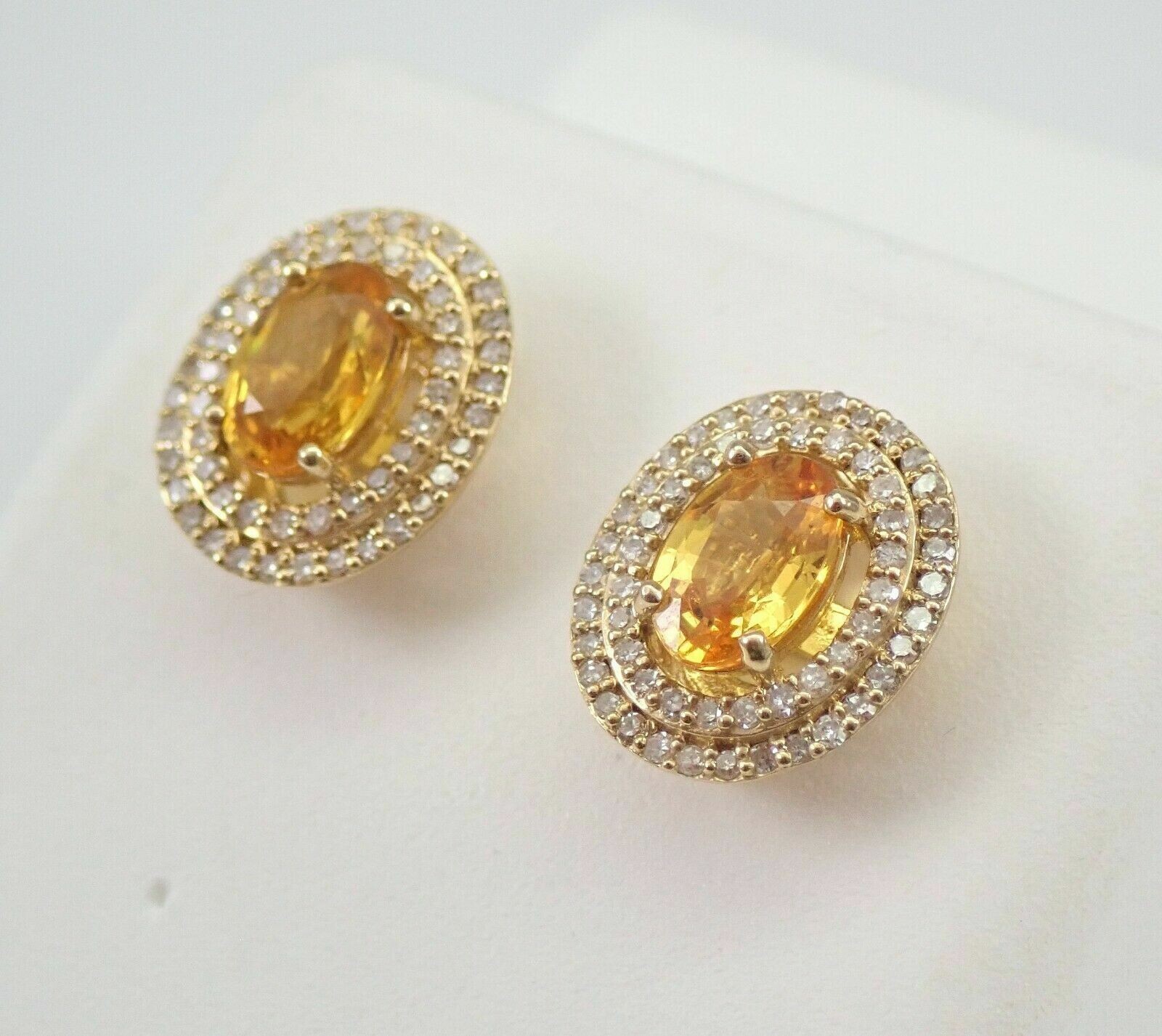2Ct Oval Cut Simulated Yellow Citrine Halo Stud Earrings 14K Yellow Gold Plated