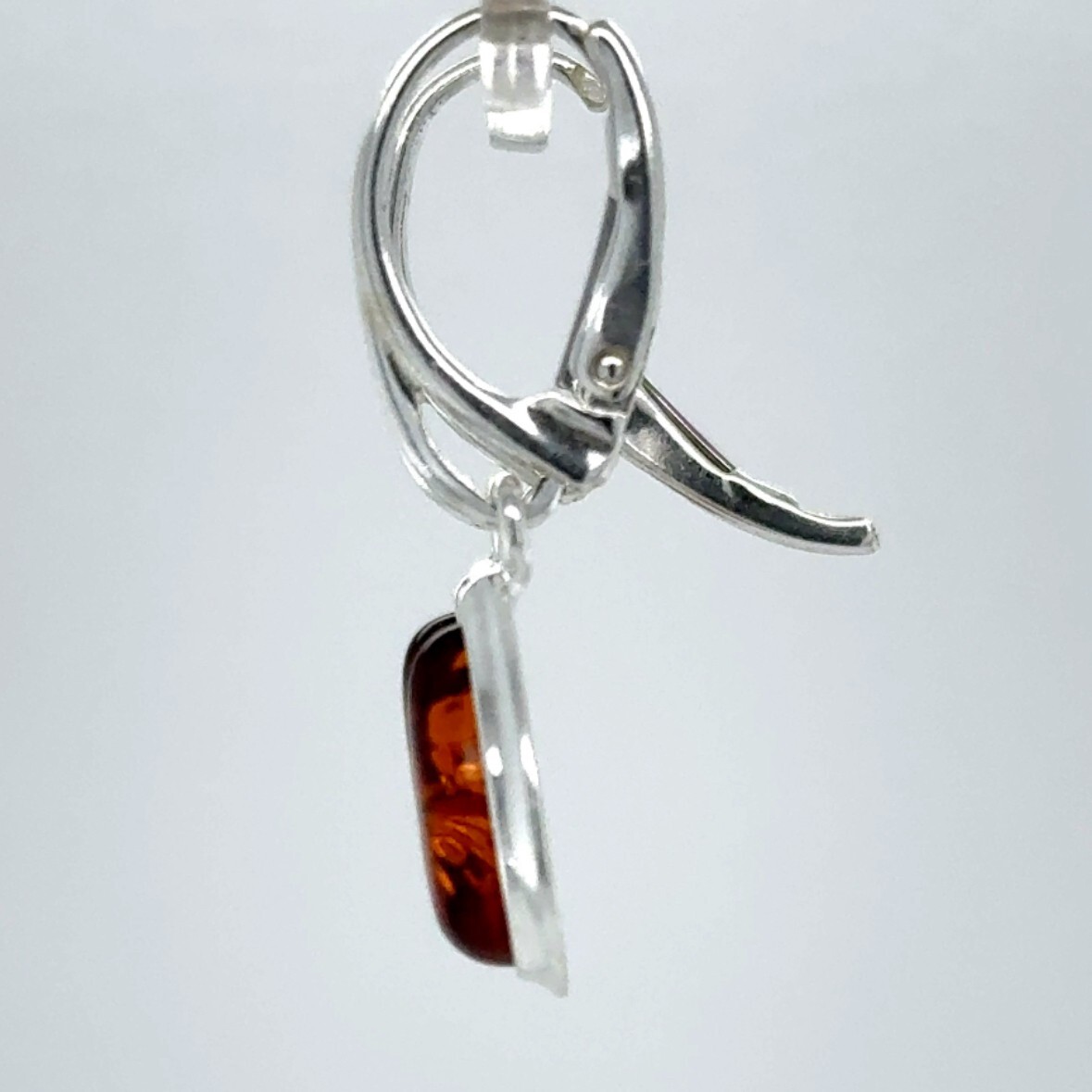Cognac / Brown BALTIC AMBER Drop Leveback Earrings 925 STERLING SILVER #1654