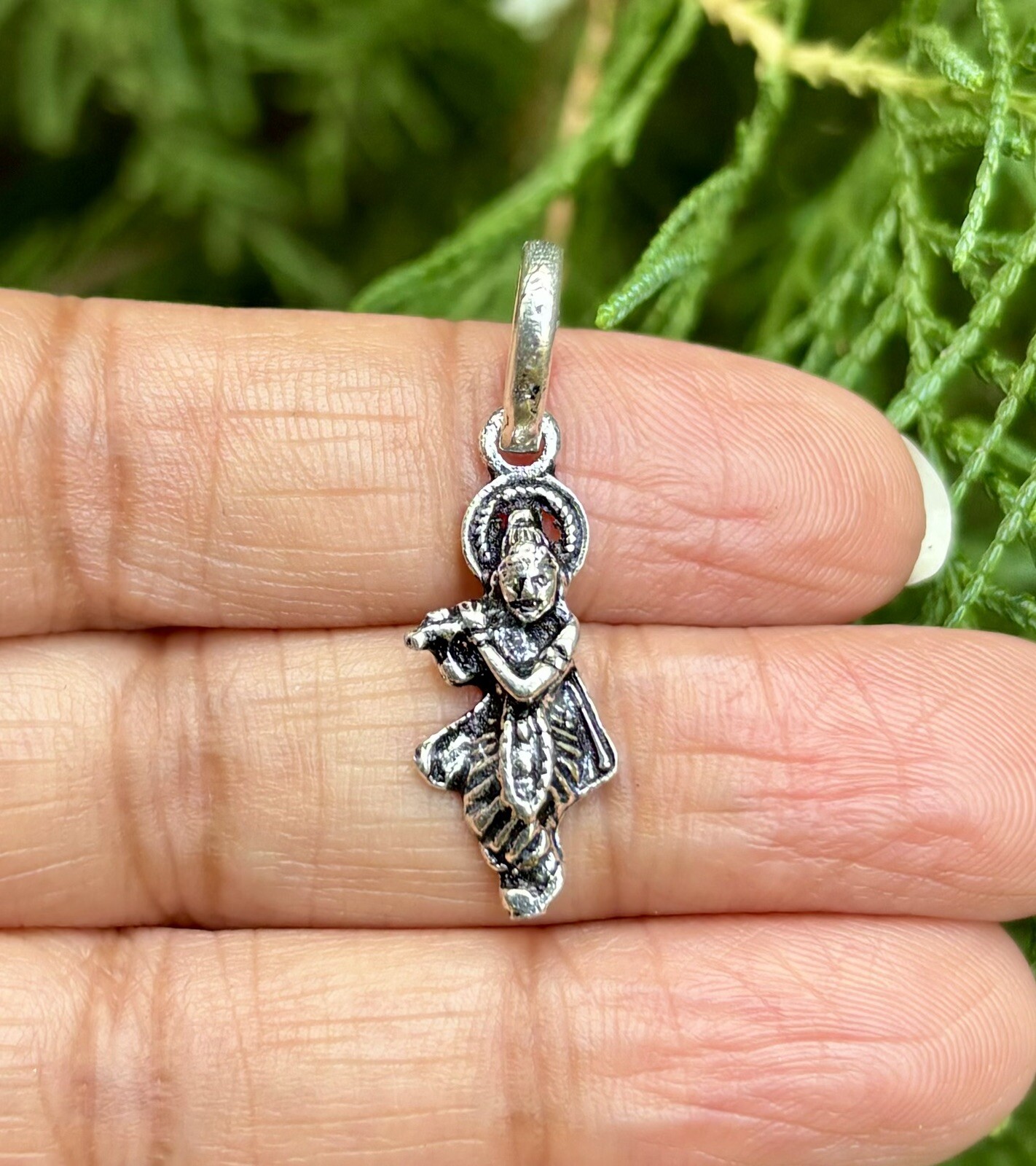 925 Silver Shrinath ji, Krishna, Nathdwara God Pendant, Jewelry, Oxidized 2.3 gm