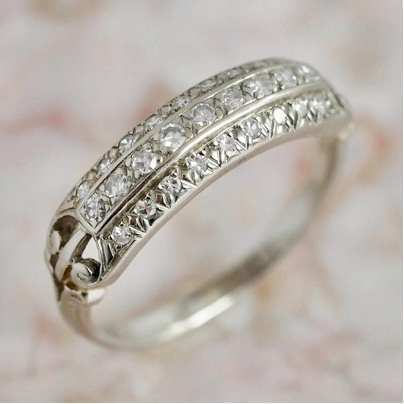 0.36Ct White Round Moissanite Wedding Anniversary Band Ring 925 Sterling Silver