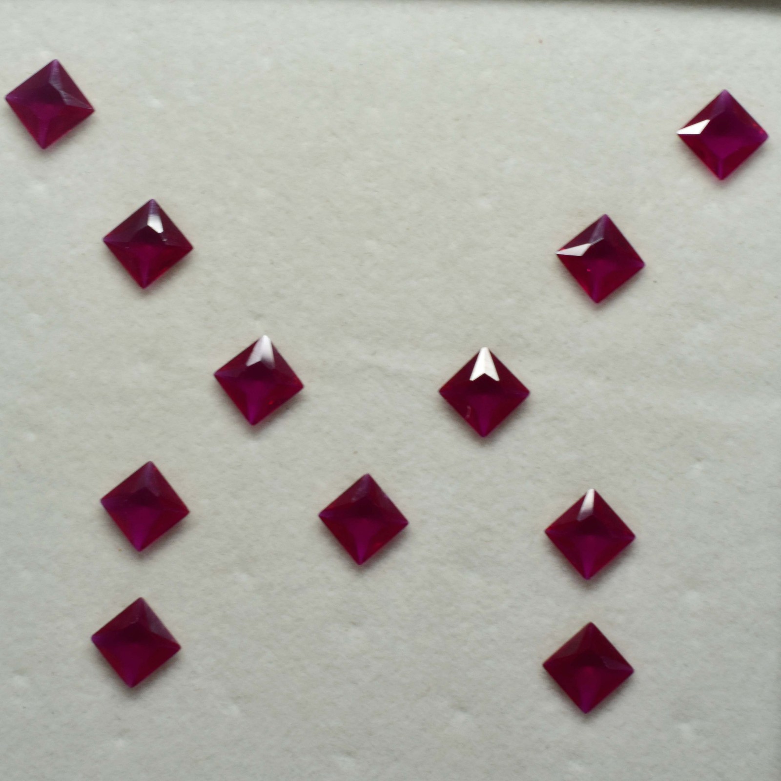Fiery Red Ruby Loose Gemstone Natural and Untreated CERTIFIED 50 Pcs Square Cut