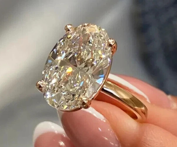 4.30Ct White Moissanite Oval Cut 1-Stone Bridle Engagement Ring 14K Rose Gold FN