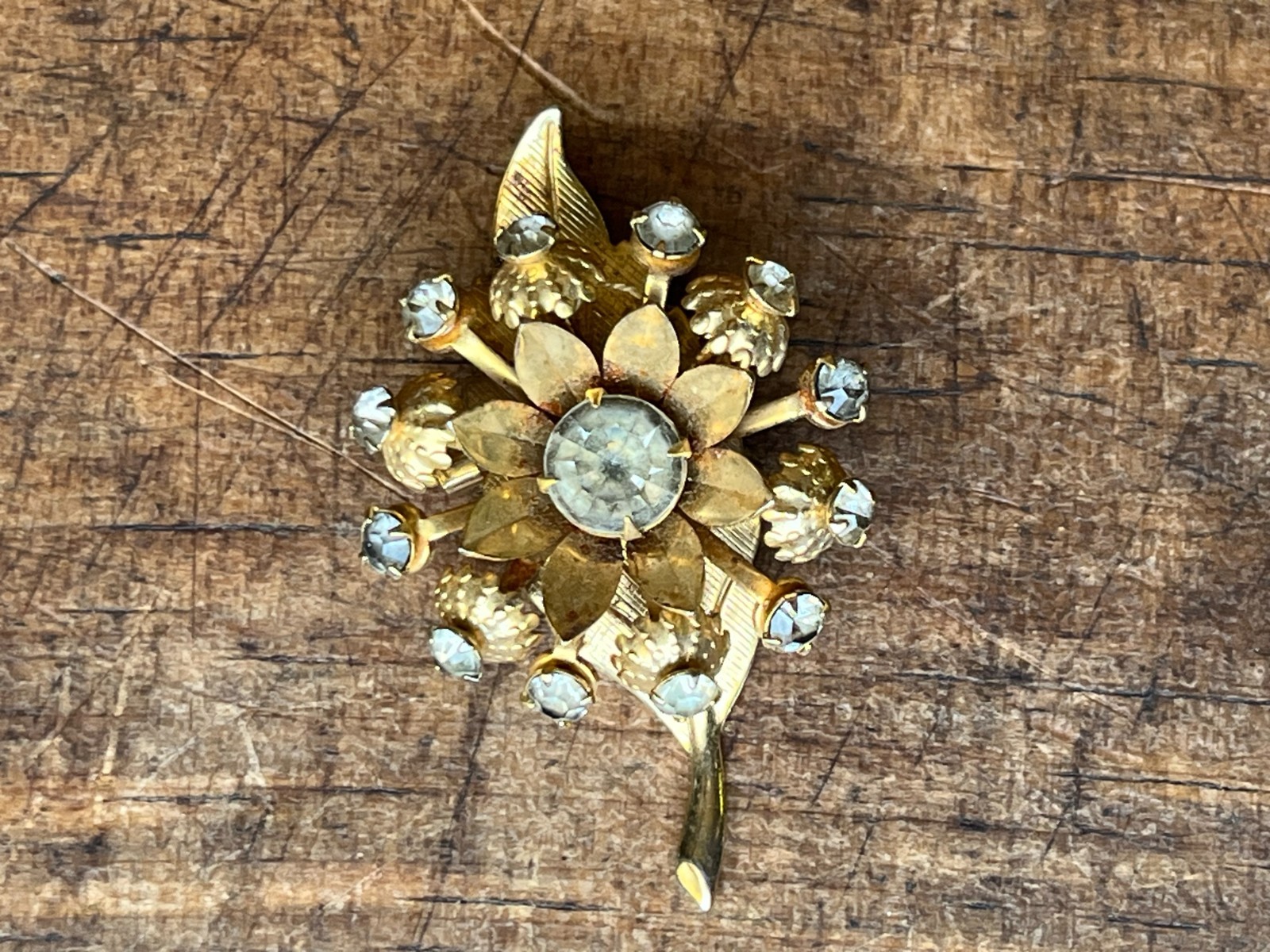 Vintage Flower Brooch Lot #2, 10 Pieces, Enamel, Metal, Rhinestone, Ceramic