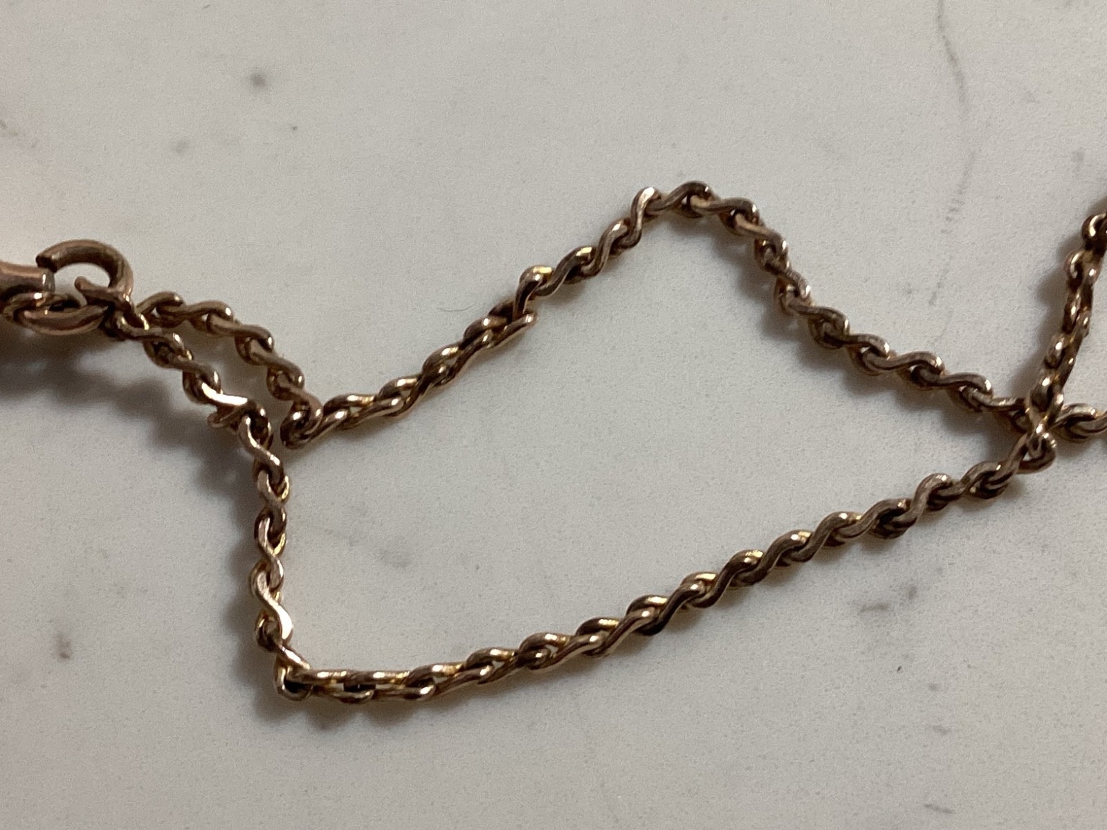 ANTIQUE SIGNED S.O.B. & CO. GOLD FILLED RUBY, PEARL SLIDING WATCH CHAIN NO RES