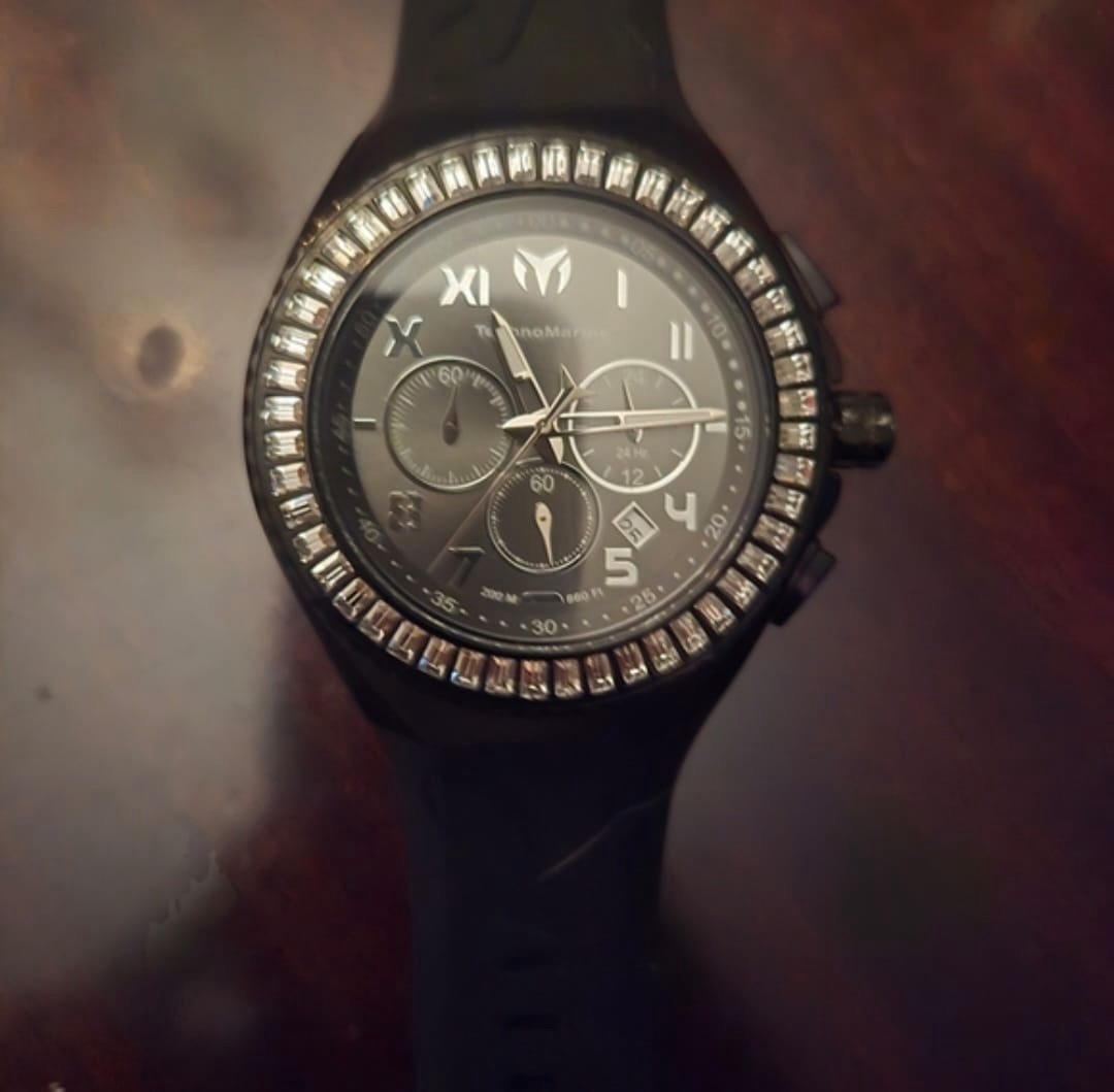 4 Technomarine Luxury Black and Gold Watch with Red Accents. New With Tags.