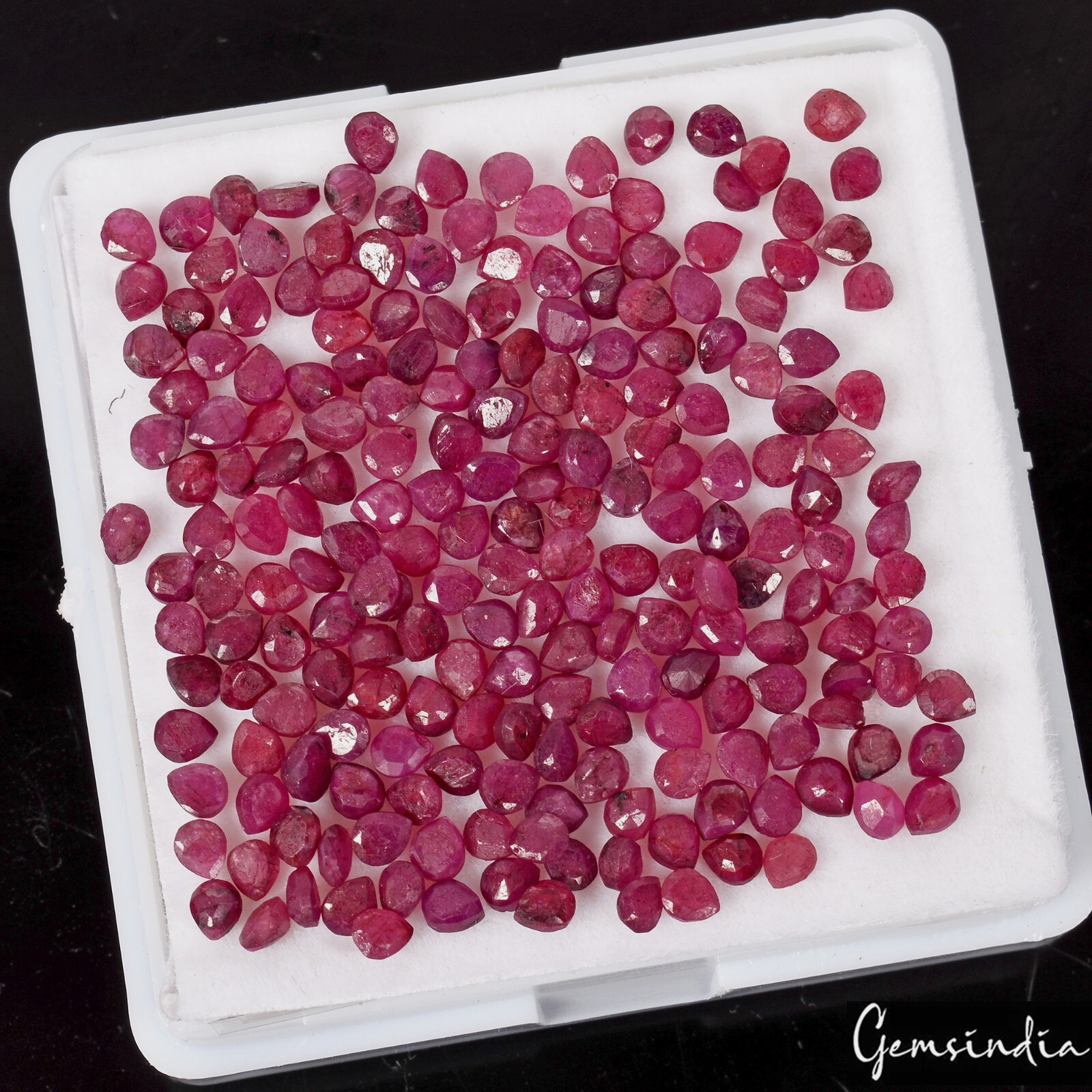 200 Pcs Natural Red Ruby Pear Cut Calibrated 3×2.3mm Loose Gemstones Lot