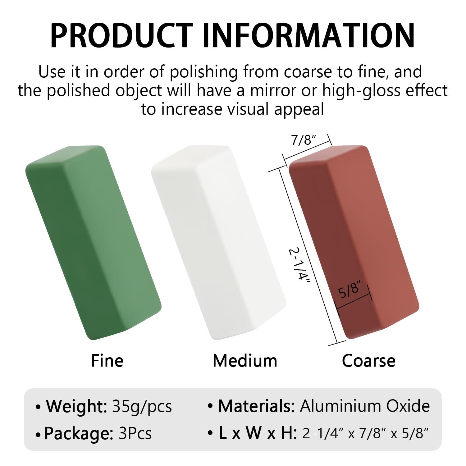 3 Pack of 4 Oz Buffing Compounds – Green Fine, White Medium, Red Coarse