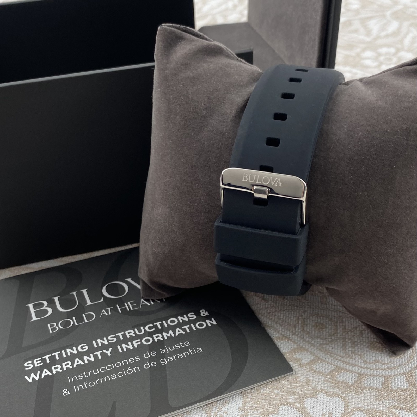 Bulova Marine Star 98B258 Automatic Blue Dial Black Rubber Strap Men’s Watch