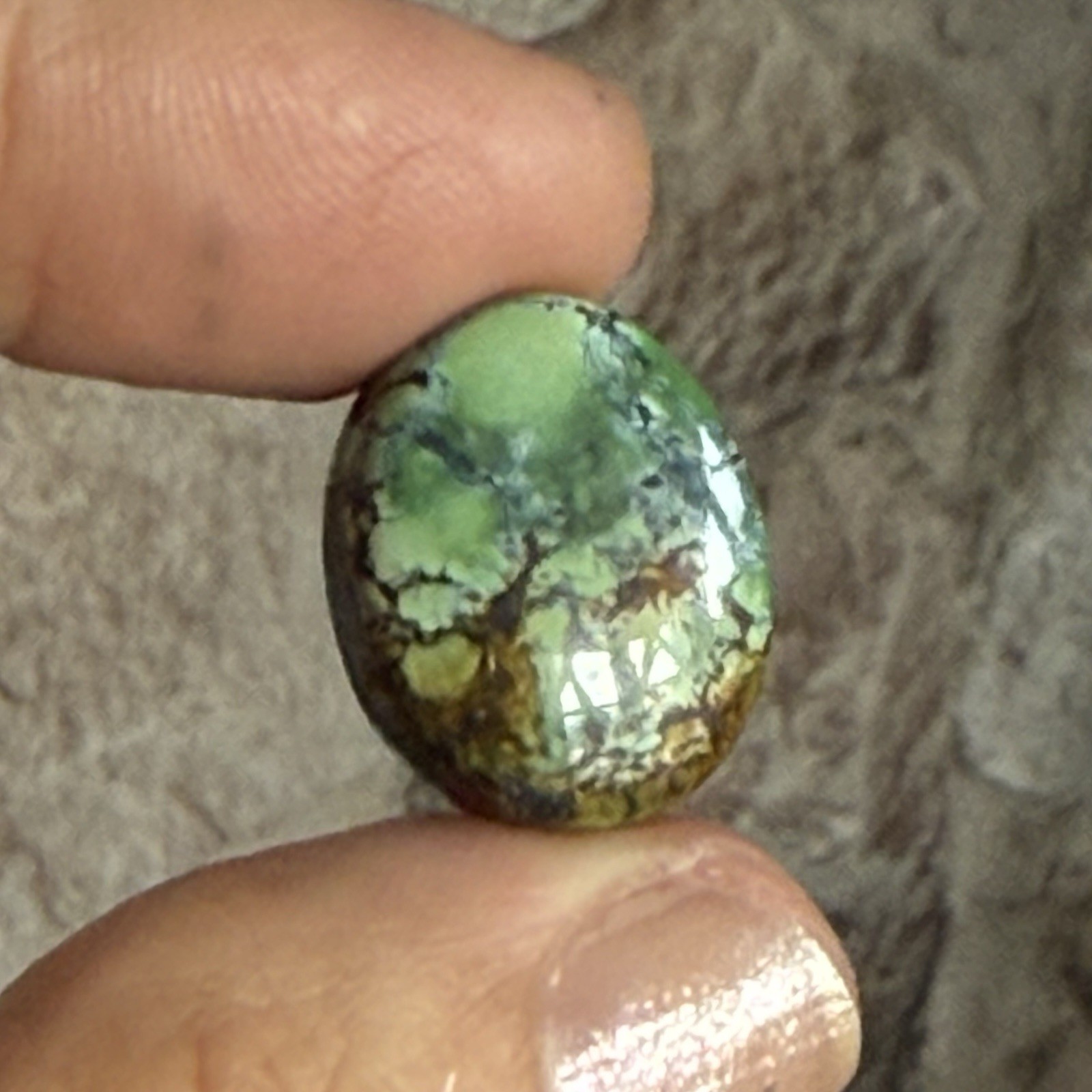 14.10ct 18.7c14.7×6.5mm Green Qingu Mine Turquoise Oval Cabochon Backed Stone