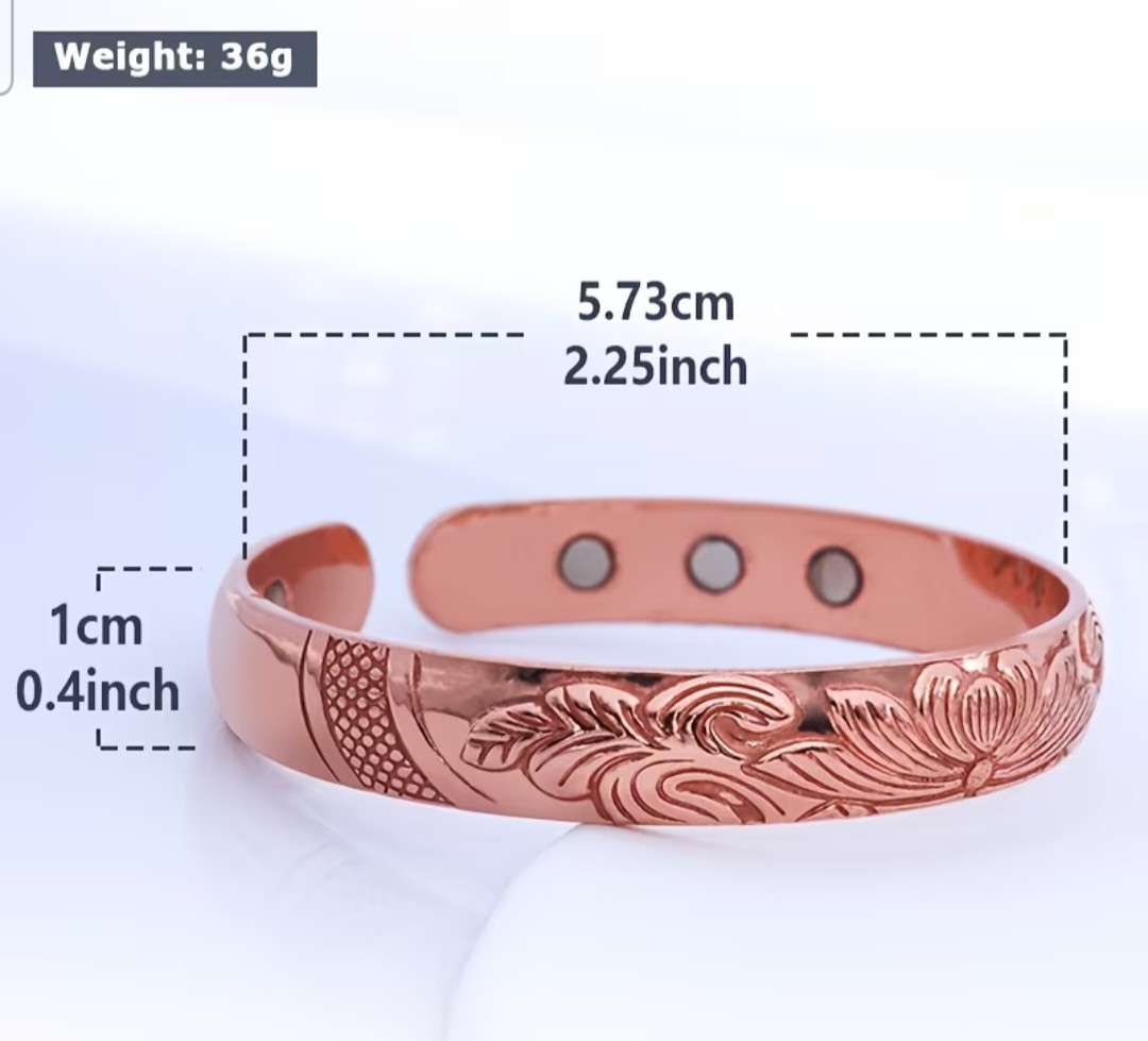 Pure 99% Copper Adjustable Open Bracqelet Wildflower Design