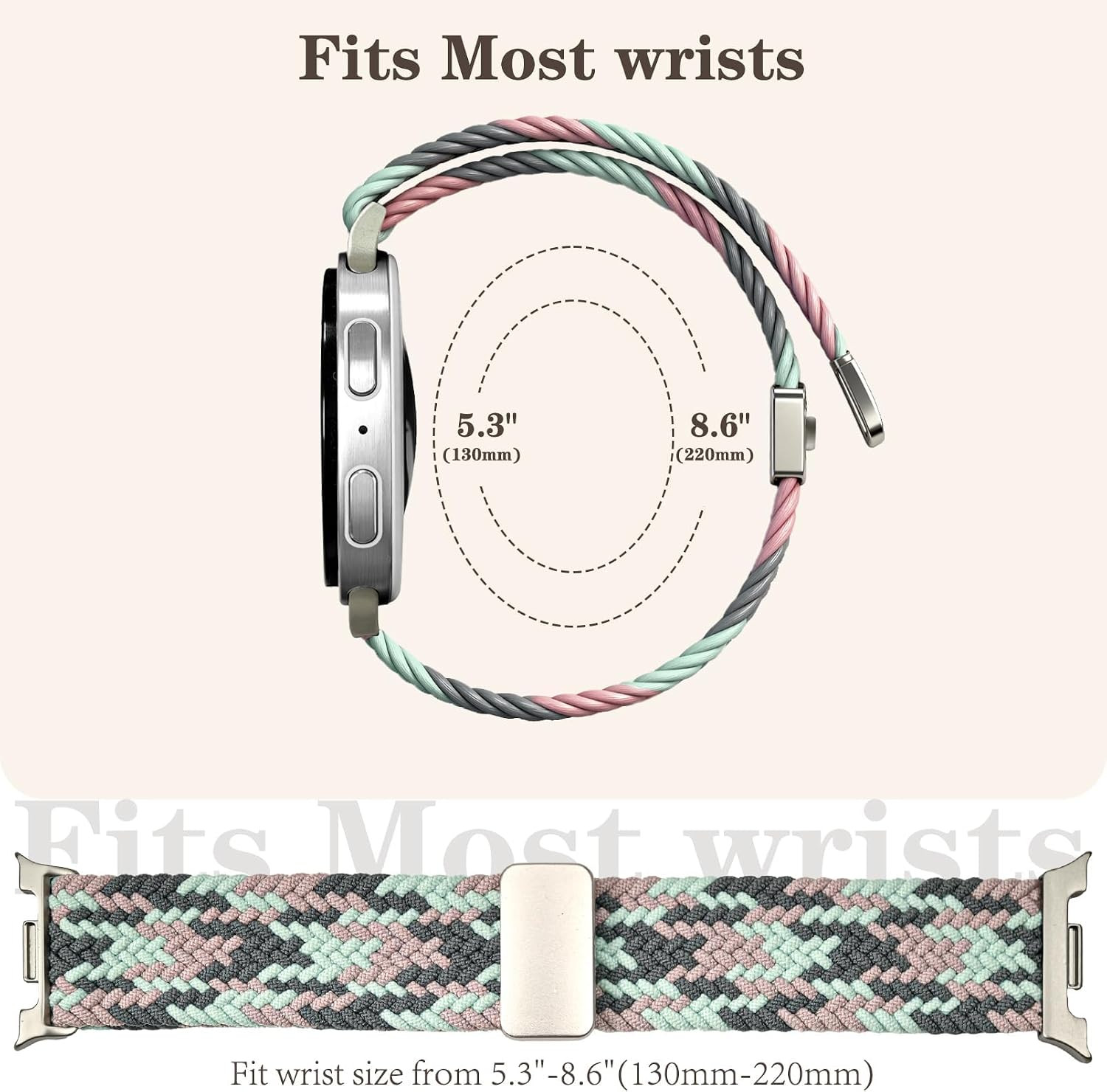 Magnetic Braided Watch Bands Compatible with Samsung Galaxy Watch 8 Band 40Mm 44