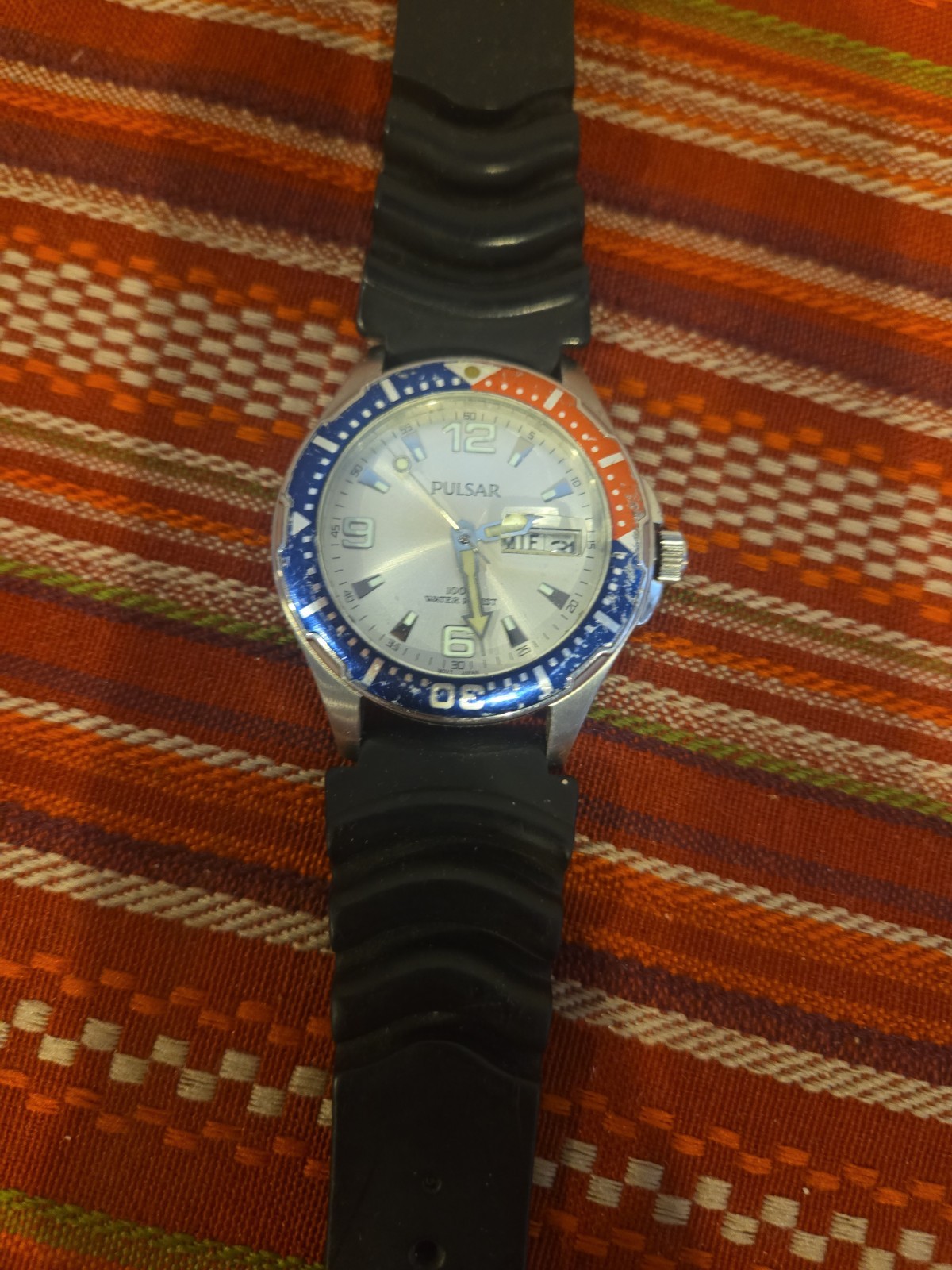 Pulsar Seiko Divers Pepsi Bezel 41mm Watch VX43 X042 P PLEASE READ DESCRIPTION