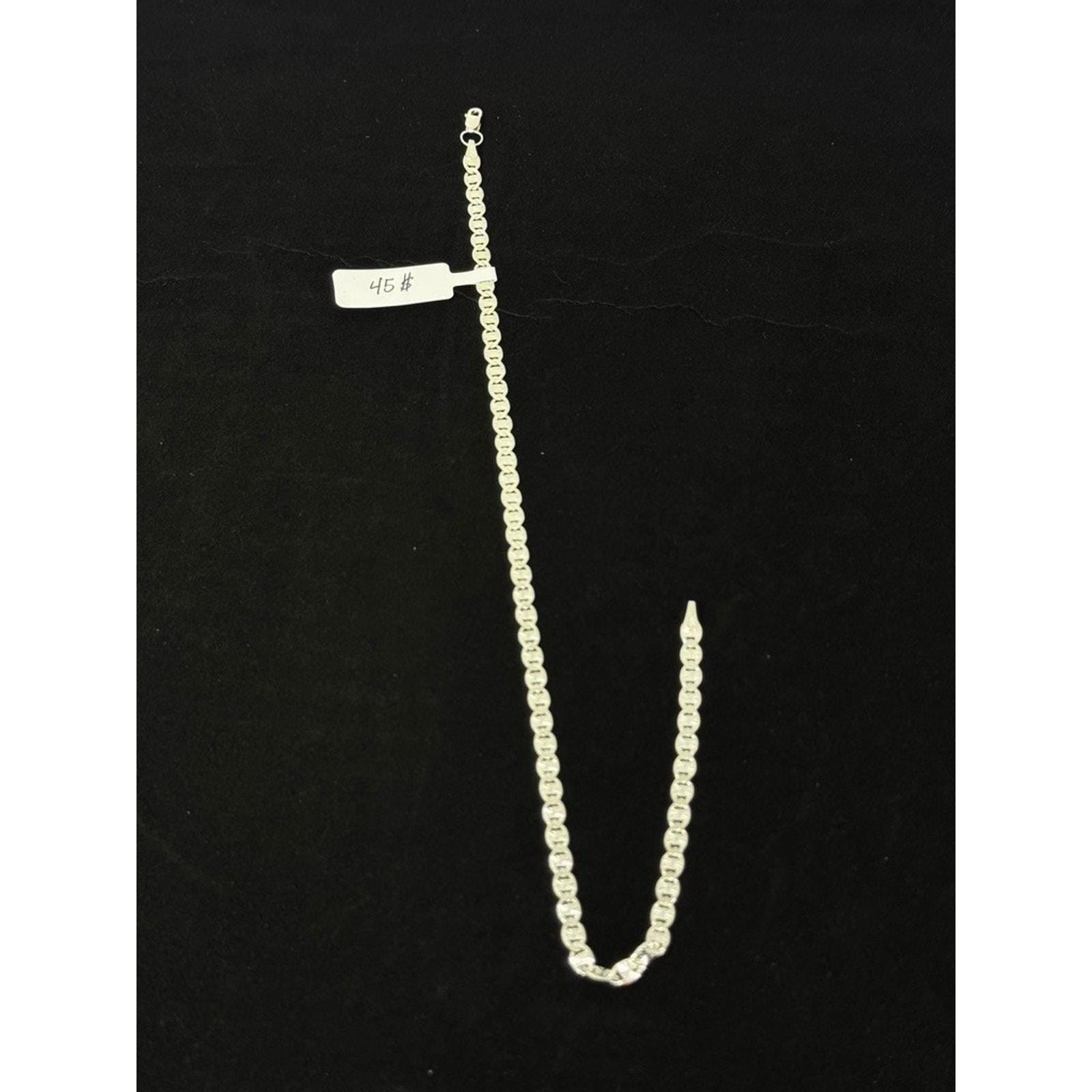 Sterling Silver Mariner Link Chain Necklace 19 Inch 4.2mm Diamond Cut 4.7g