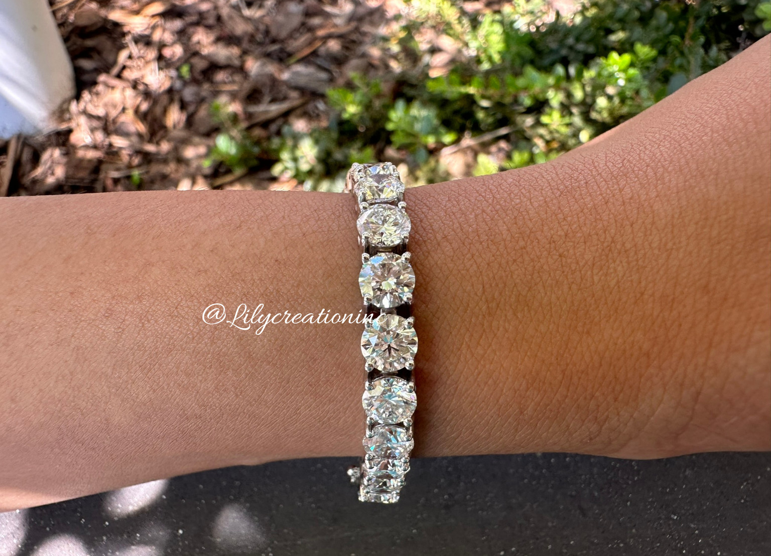 18.50 Carat Round Lab Grown Diamond Tennis Bracelet 6.50 Inch 10K Gold