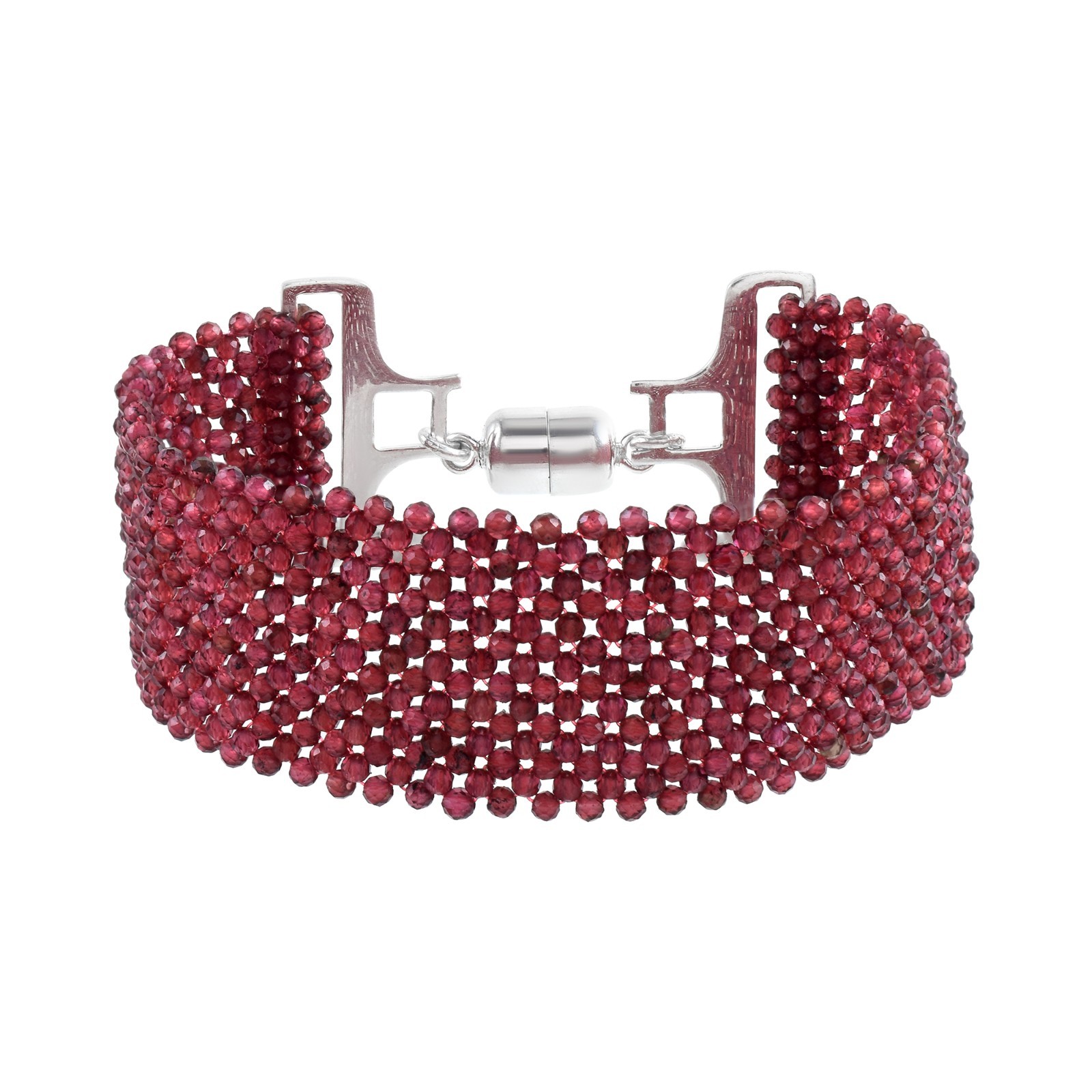 Choose Any Woven Beaded Cuff Bracelet 925 Sterling Silver Magnetic Clasps Gift